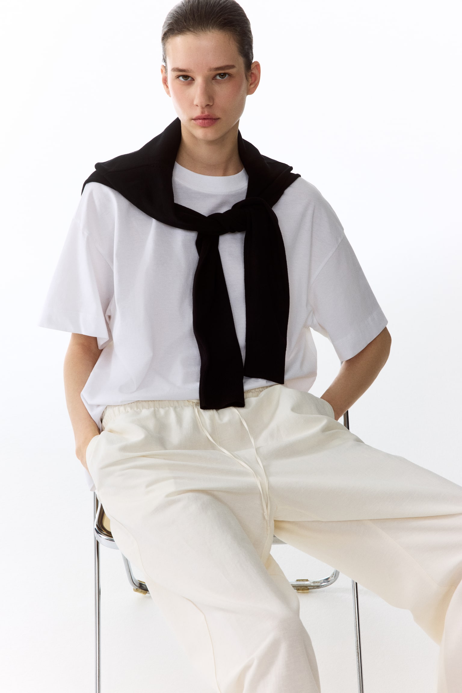 Hose aus Leinenmix - Weiss/Dunkelbraun/Hellbeige/Helltürkis/Cremefarben/Gestreift/Weiss/Hellblau gestreift/Dunkles Khakigrün/Hellbeige/Gestreift/Marineblau/Gestreift/Beige - 2