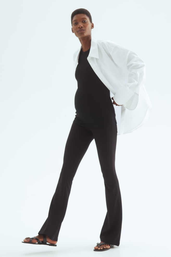 MAMA Pantaloni svasati in jersey-Nero - 7