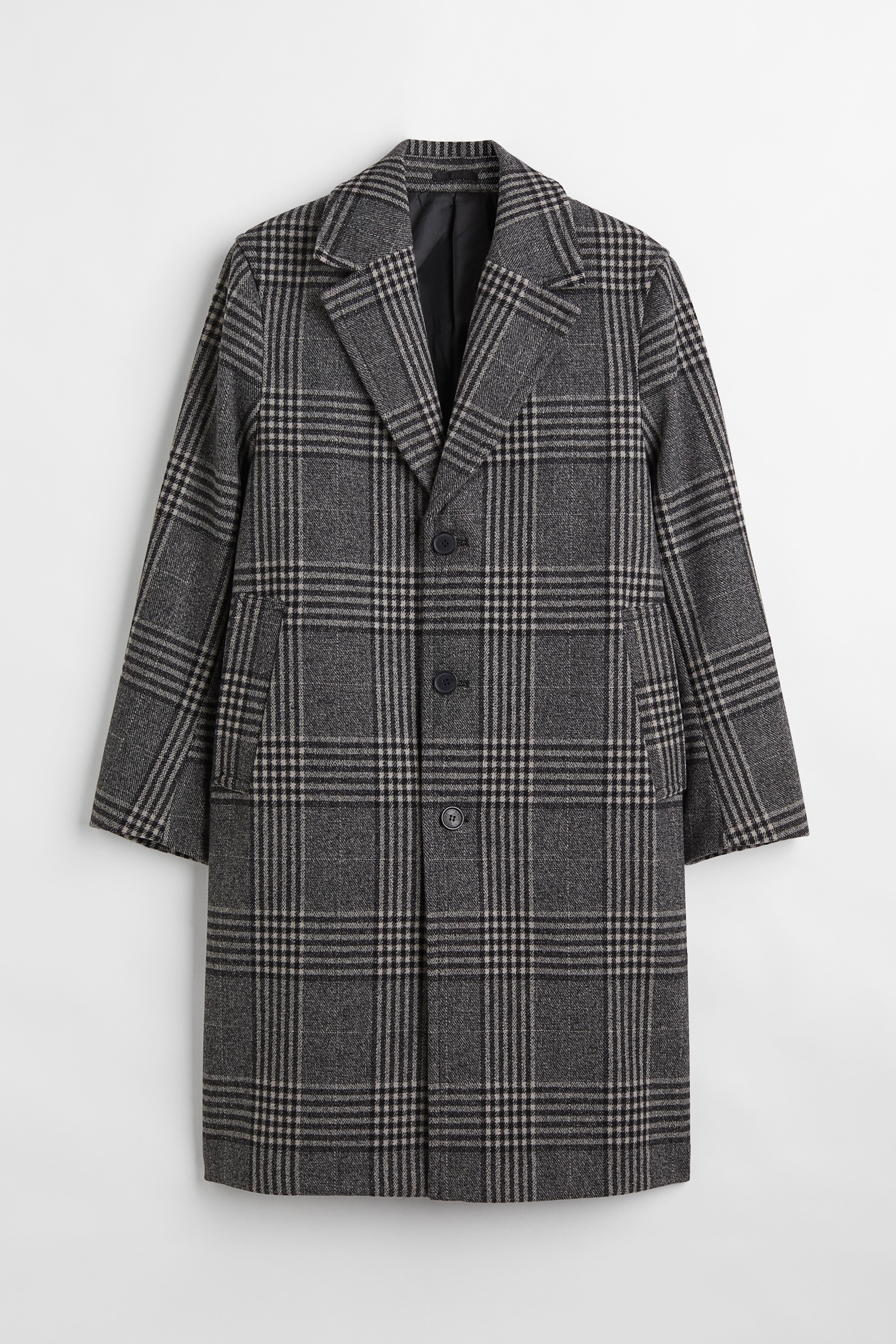 Oversized wool blend coat Grey Checked Men H M GB