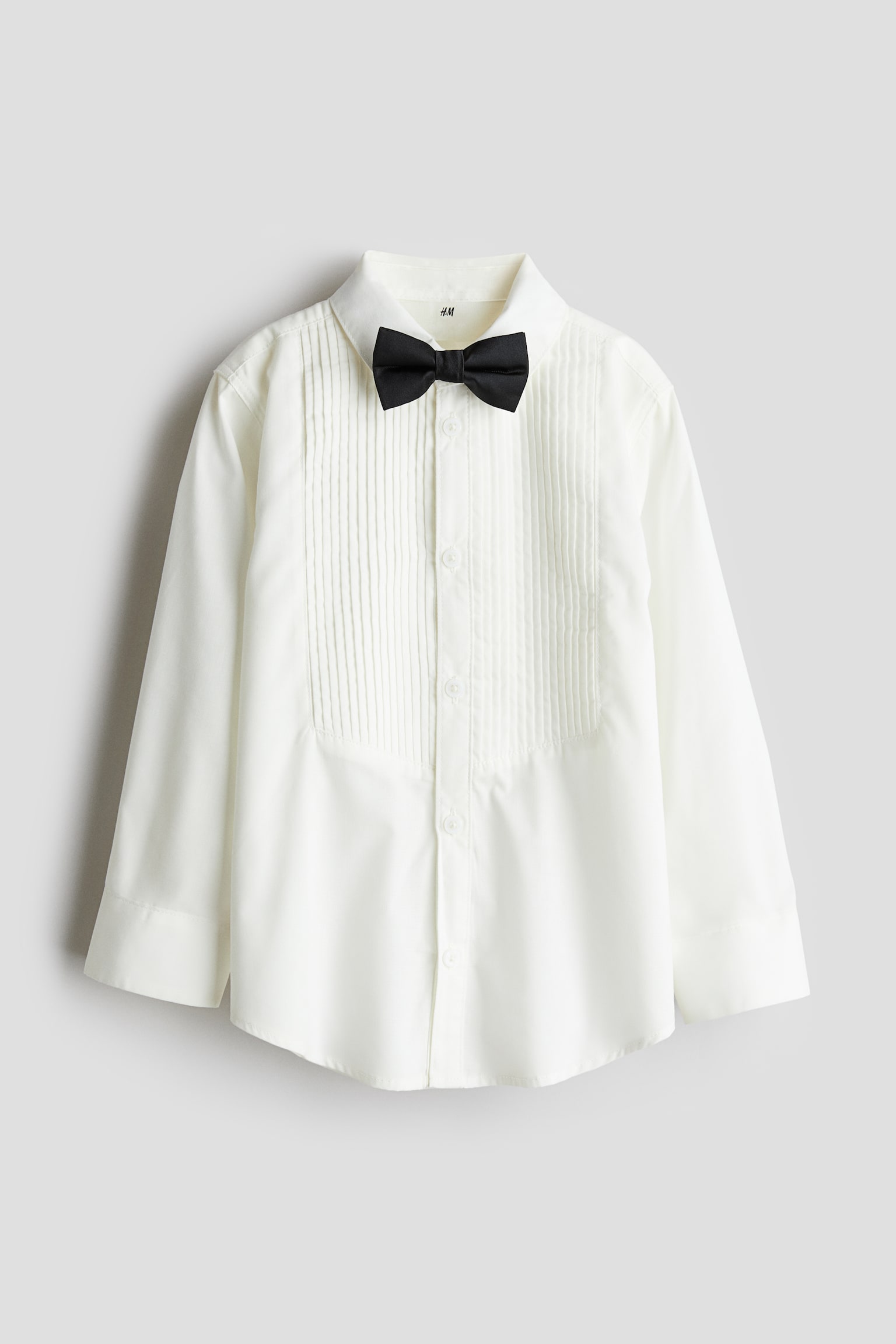 Tuxedo shirt with a bow tie - White/Black - 1