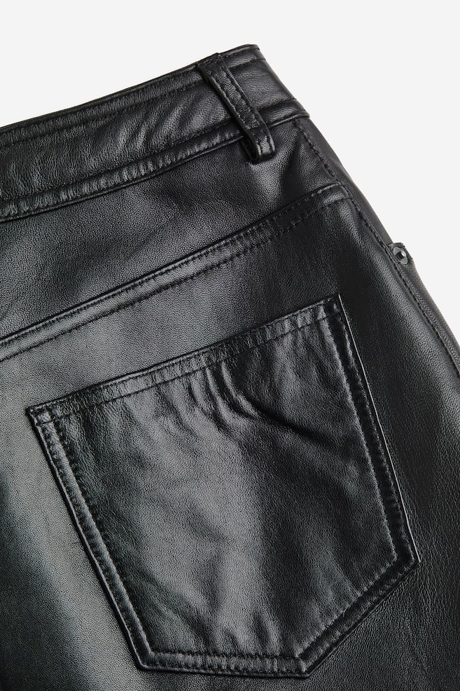 Leather mini skirt - Black - 2