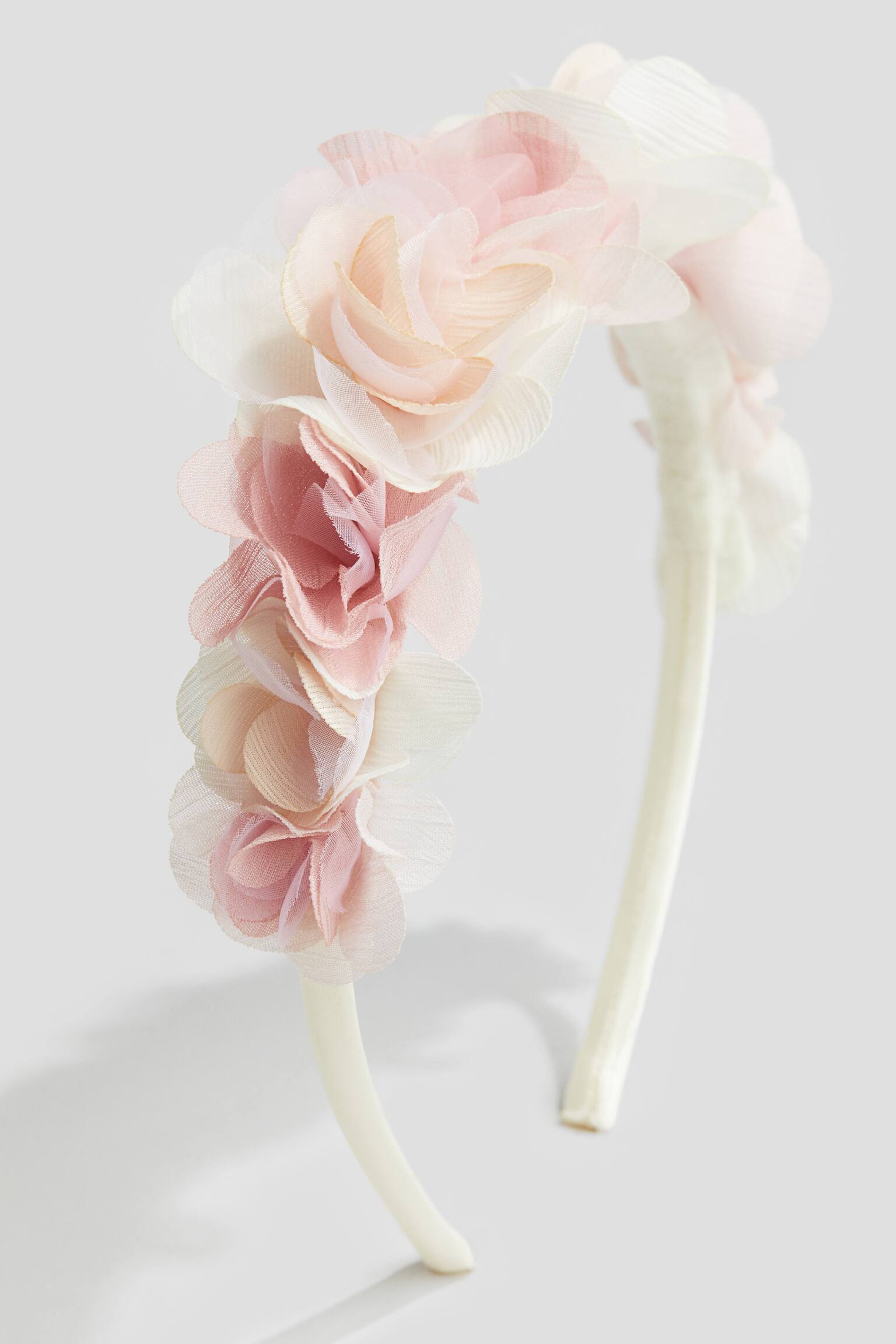 Floral Satin Headband - White/Flowers - 2