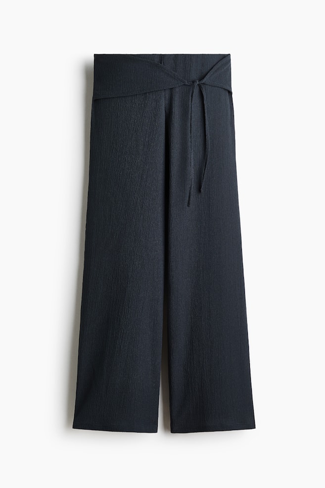 Tie-Detail Jersey Pants - Dark blue/Dark brown - 1
