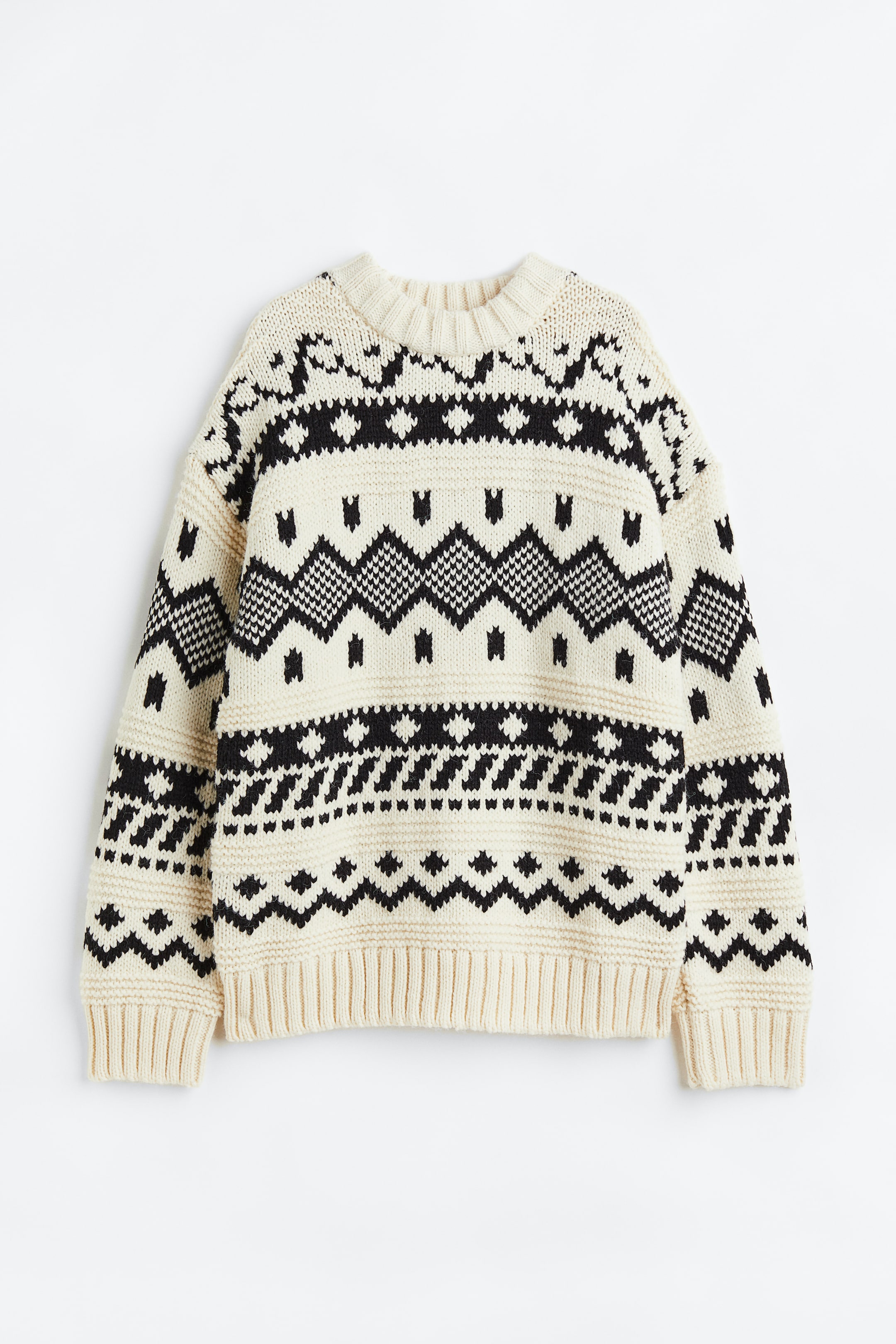 Grotere afbeelding bekijken: Jacquardgebreide trui - Roomwit/dessin - DAMES | H&M BE 1