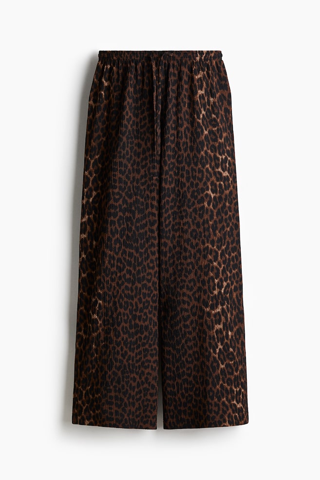 Wide pull-on trousers - Dark brown/Leopard print/Black/Dark khaki green/Dark brown/Dark rust red/Light beige/Striped/Beige/Black/Zebra print/Blue/Cream patterned - 1