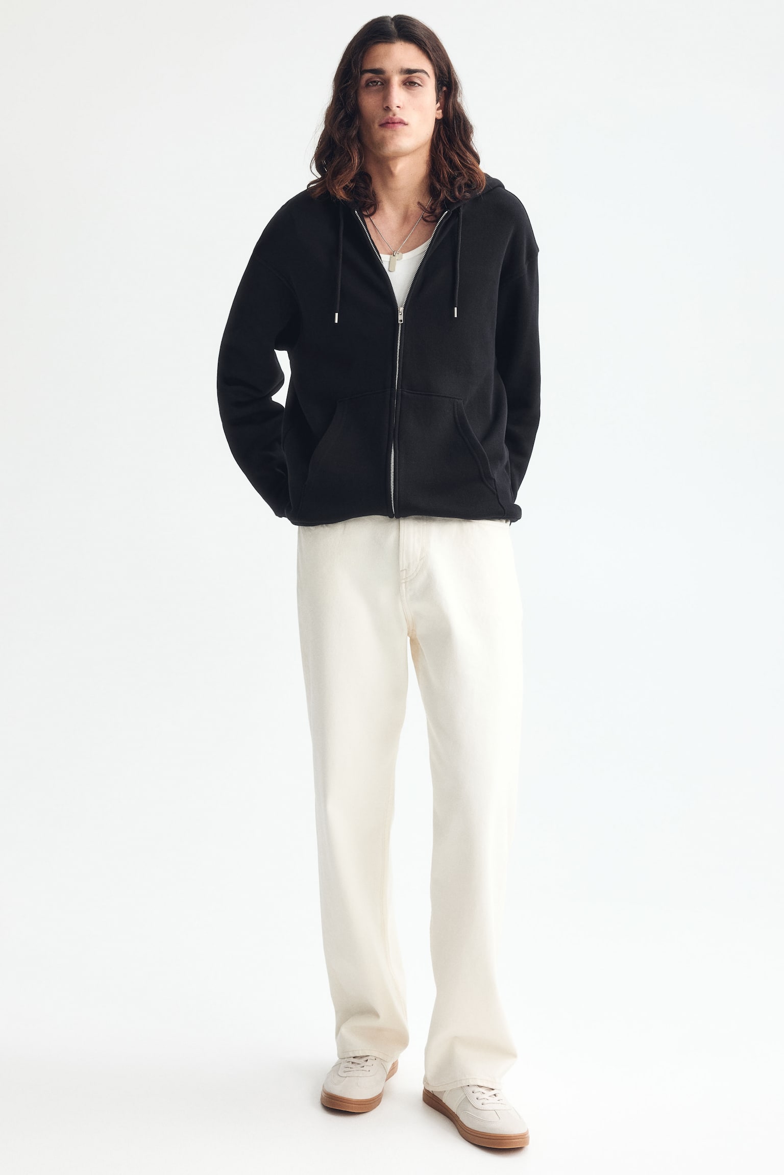 Áo hoodie kéo khoá Relaxed Fit - Màu đen/Anthracite grey/Màu xám đậm/Màu xám nhạt đốm - 1