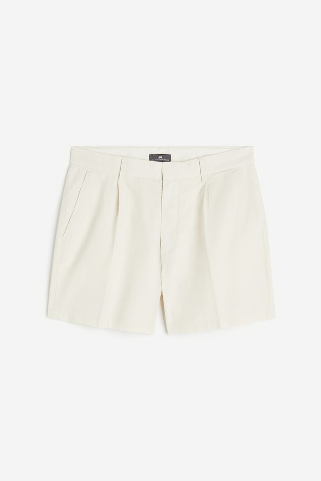 Regular Fit Linen-blend tailored shorts - White/Mole - 2