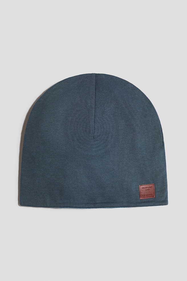 Bonnet en coton avec doublure polaire - Bleu marine - 1