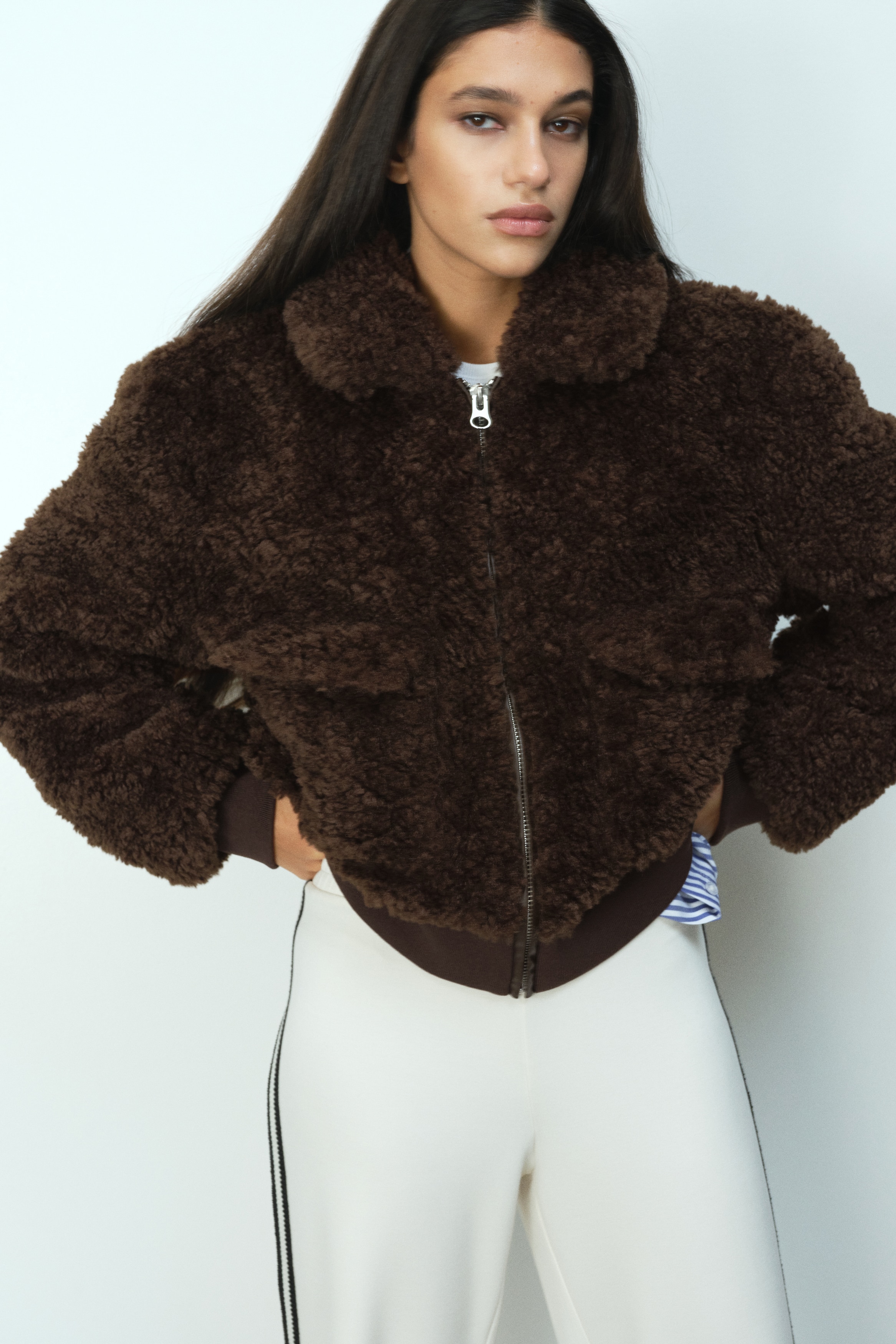 フラッフィジャケット - ダークブラウン - レディース | H&M JP