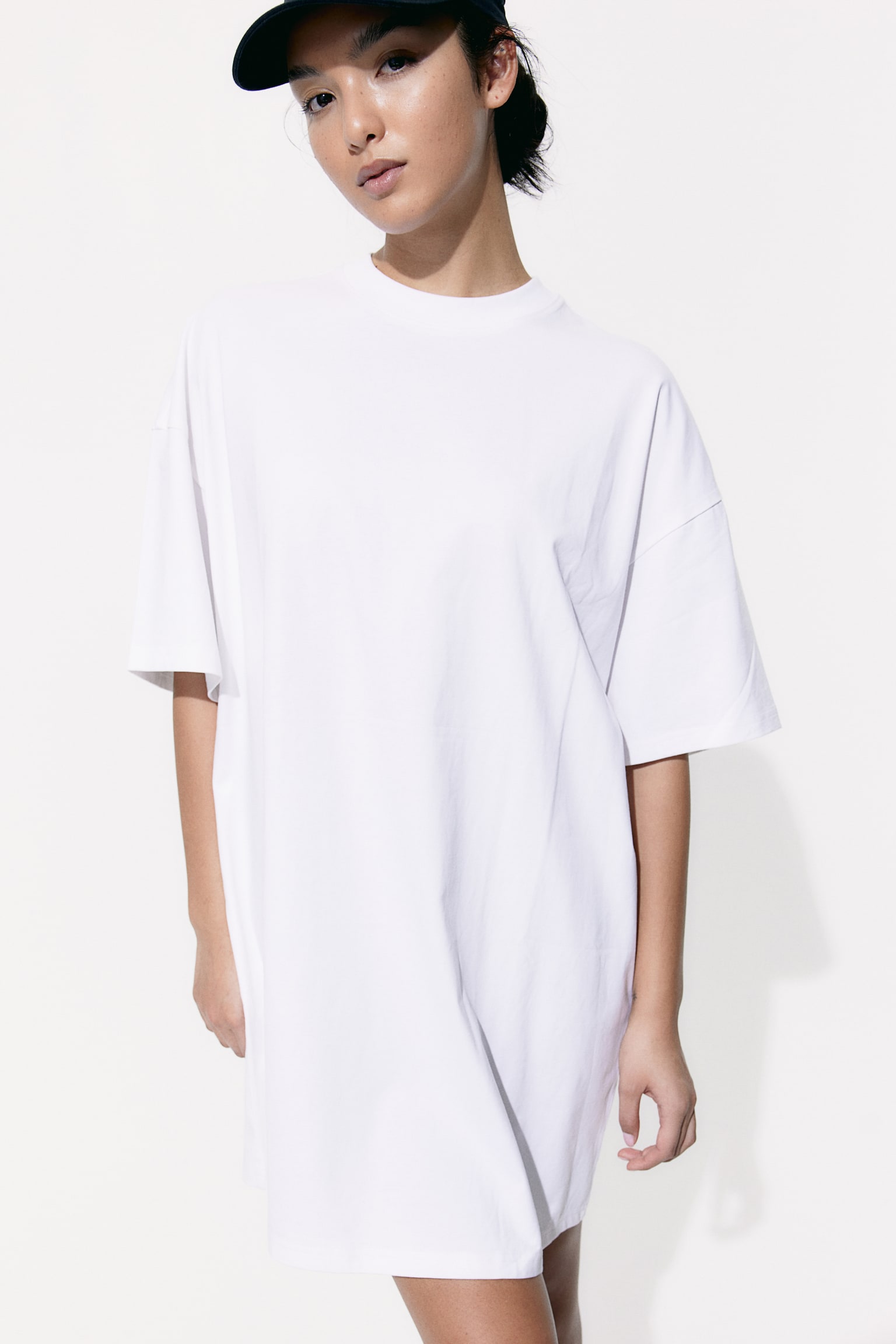 Oversized T-shirt dress - White/Light grey marl/Black/Light beige/Light yellow/Light beige/Light grey/Navy blue/Dark grey/Khaki green - 5