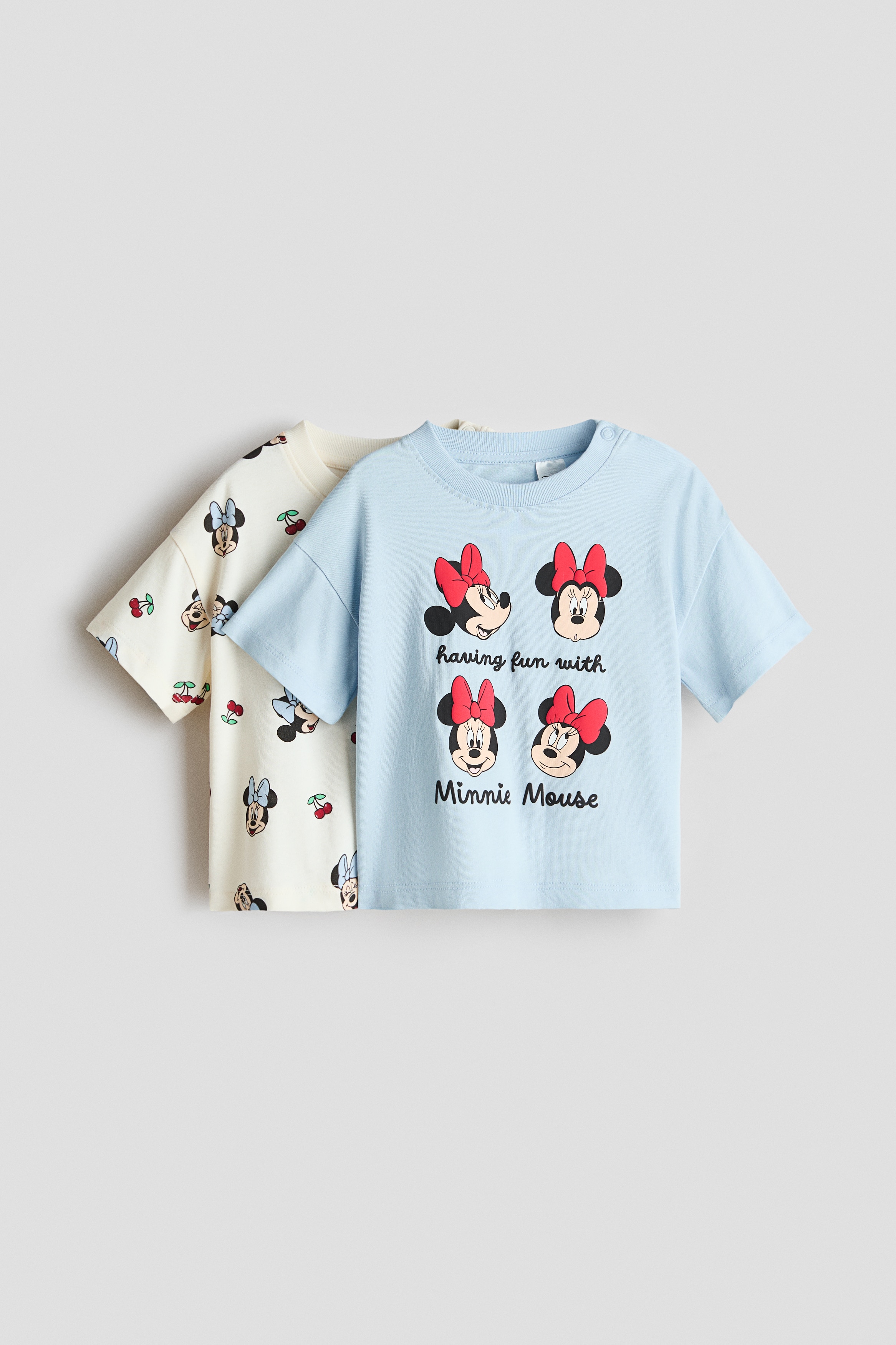 プリントコットンTシャツ 2枚セット - ライトブルー／ミニーマウス