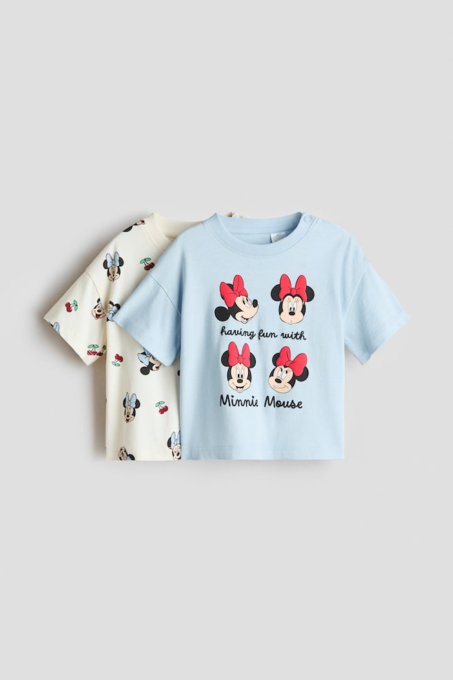 2-Pack Printed Cotton T-Shirts - Light blue/Minnie Mouse/Light pink/Minnie Mouse/Light pink/Hello Kitty/Light pink/Miffy/Light purple/Hello Kitty - 1