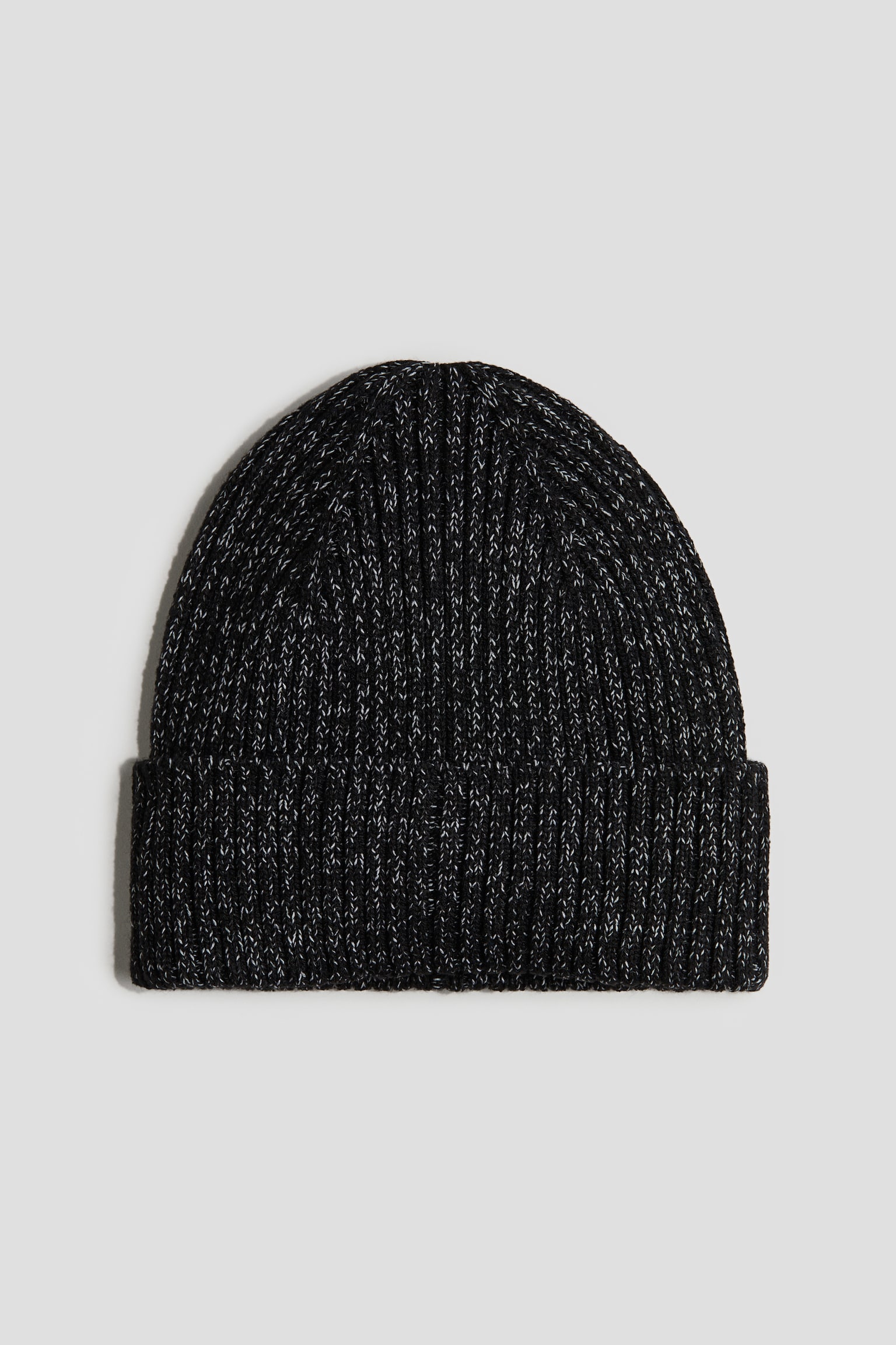 Reflective rib-knit beanie - Black marl/Light pink marl - 1