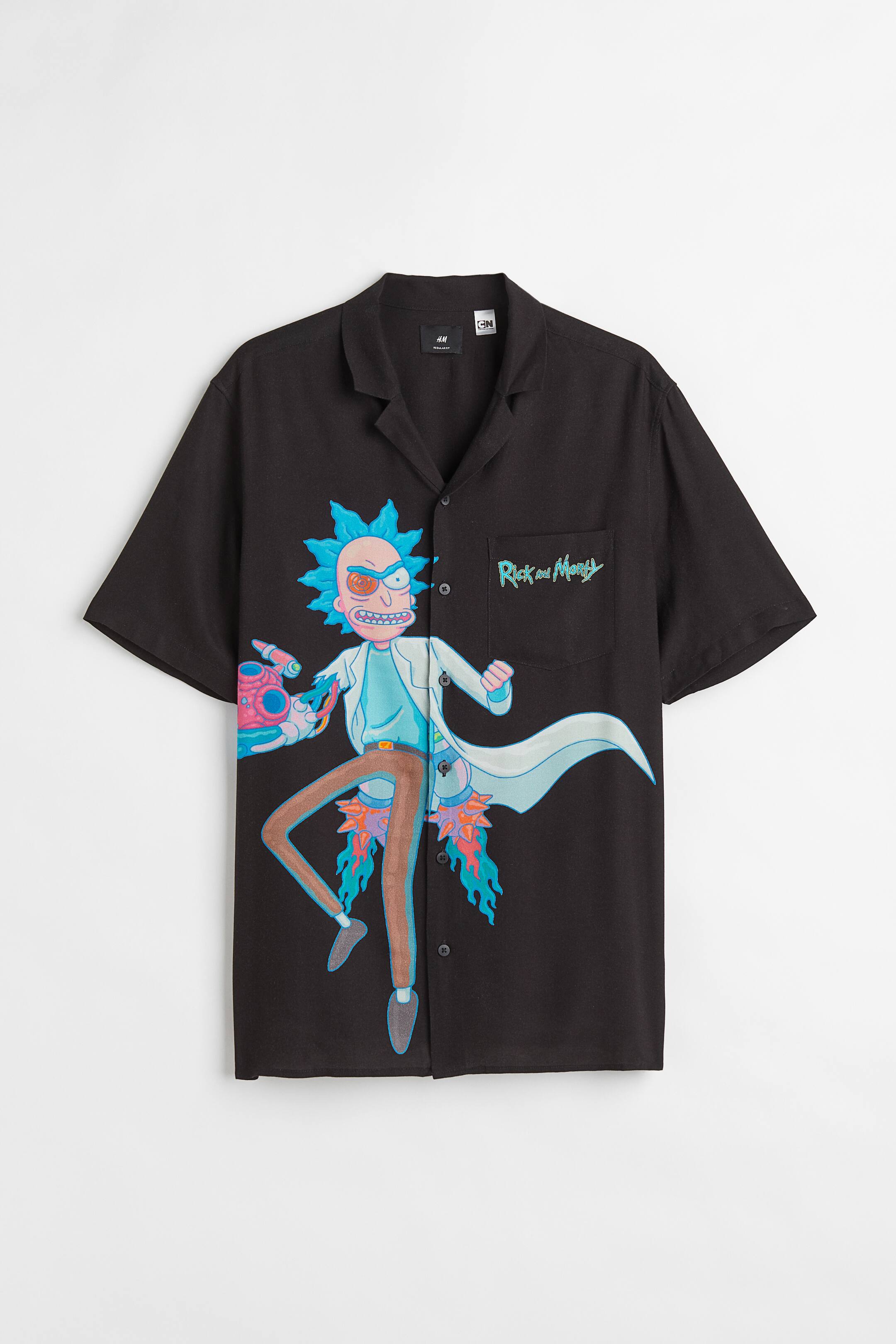 查看大圖: 標準剪裁休閒襯衫 - 黑色/Rick and Morty - Men | H&M 1