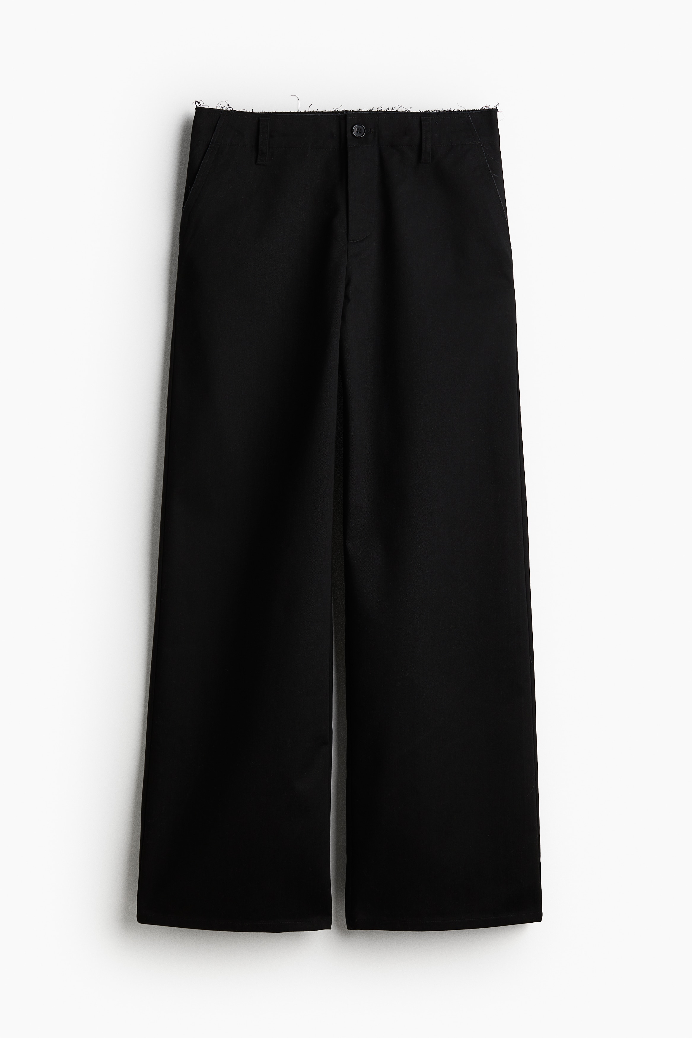 Ladies - Black Raw-edge twill chinos - Size: 4  - H&M