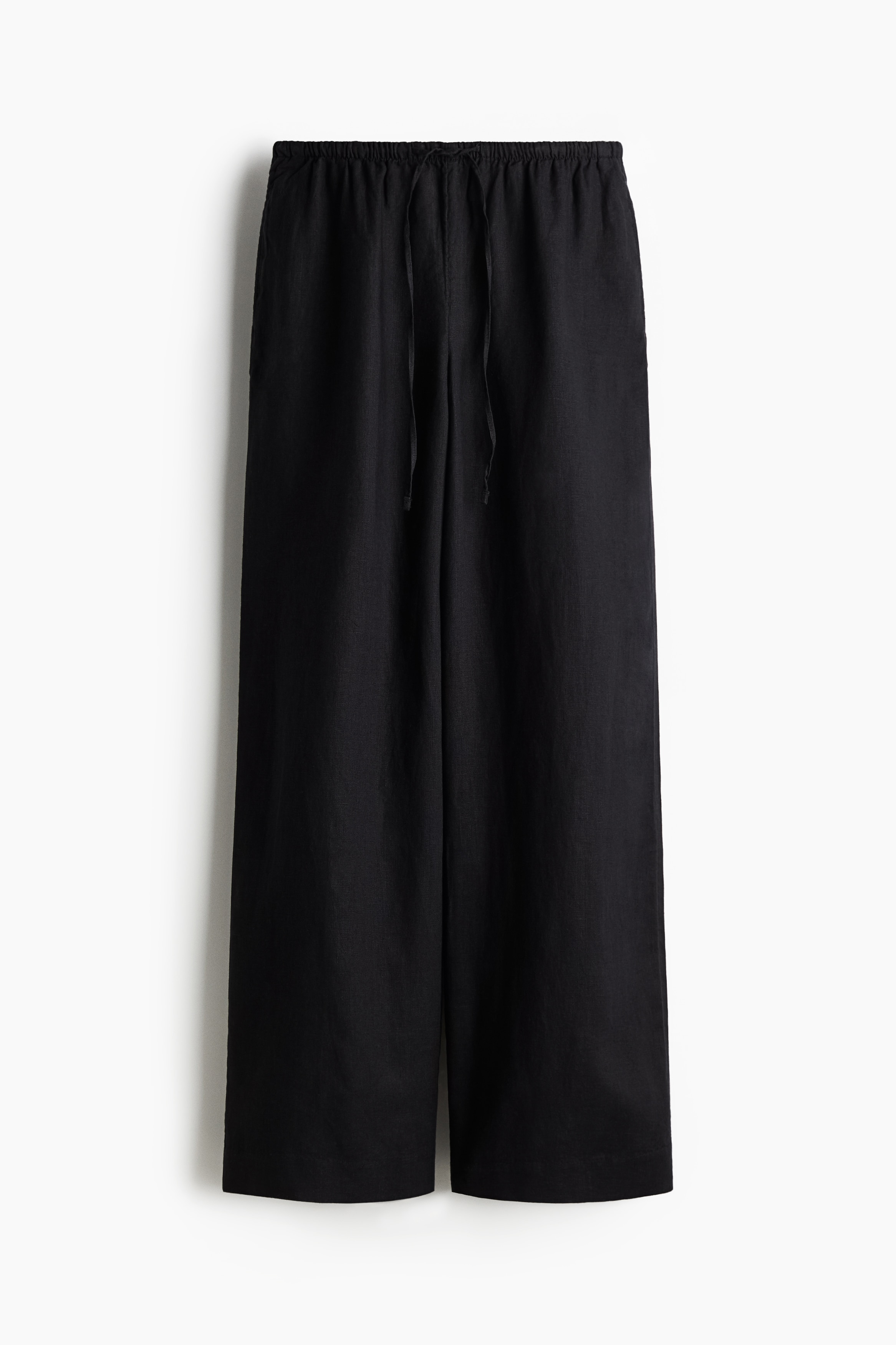 Linen drawstring trousers - Black/Dark brown/Light beige/Navy blue
