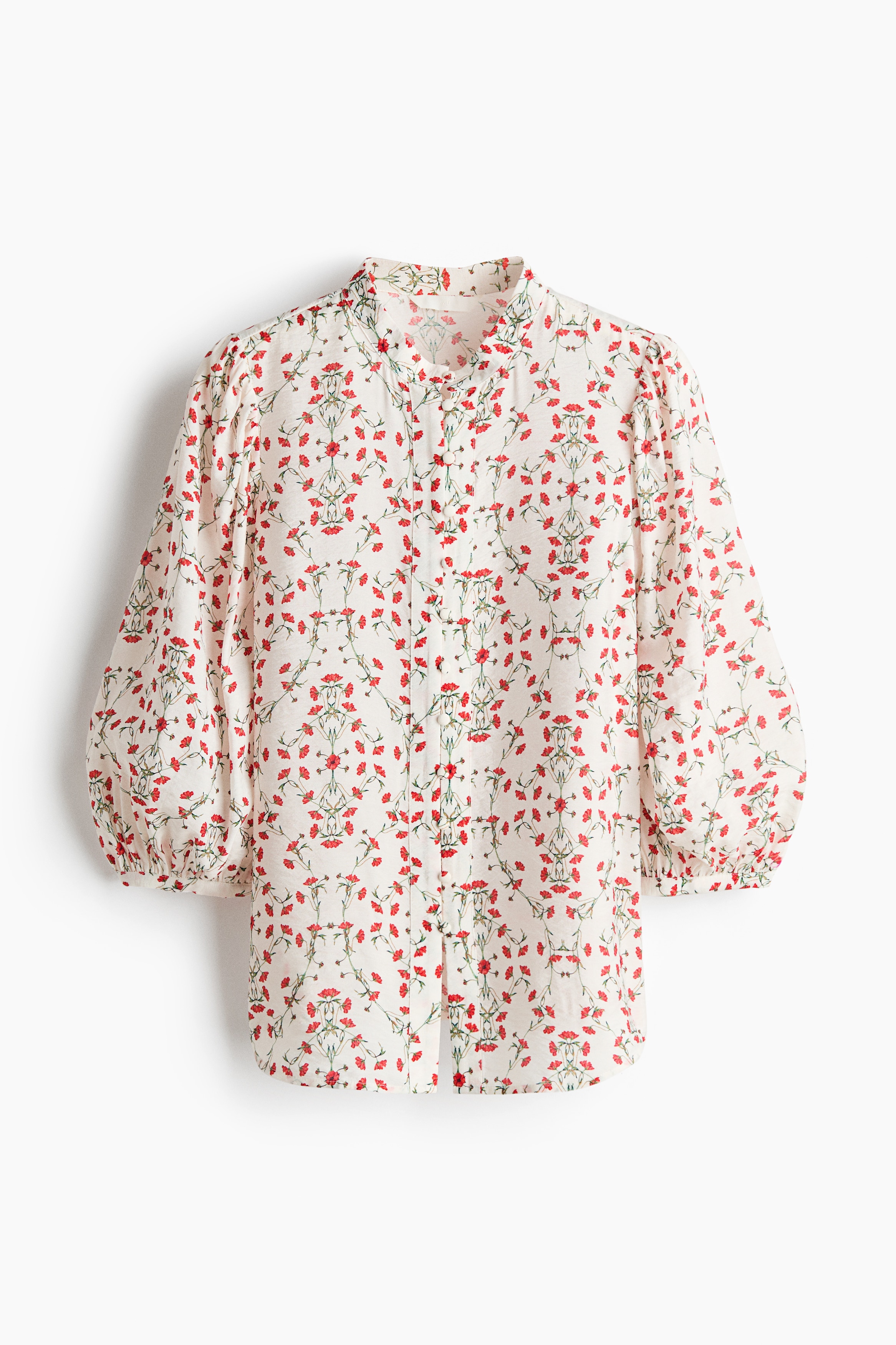 Balloon-Sleeved Blouse - Cream/floral