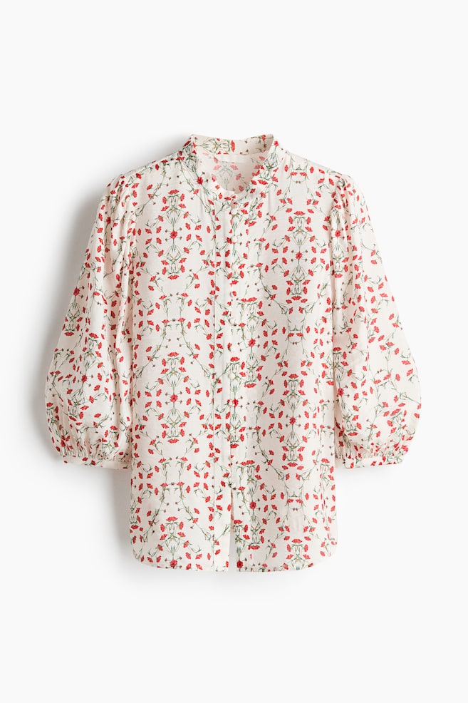 Balloon-Sleeved Blouse - Cream/floral/Cream - 1