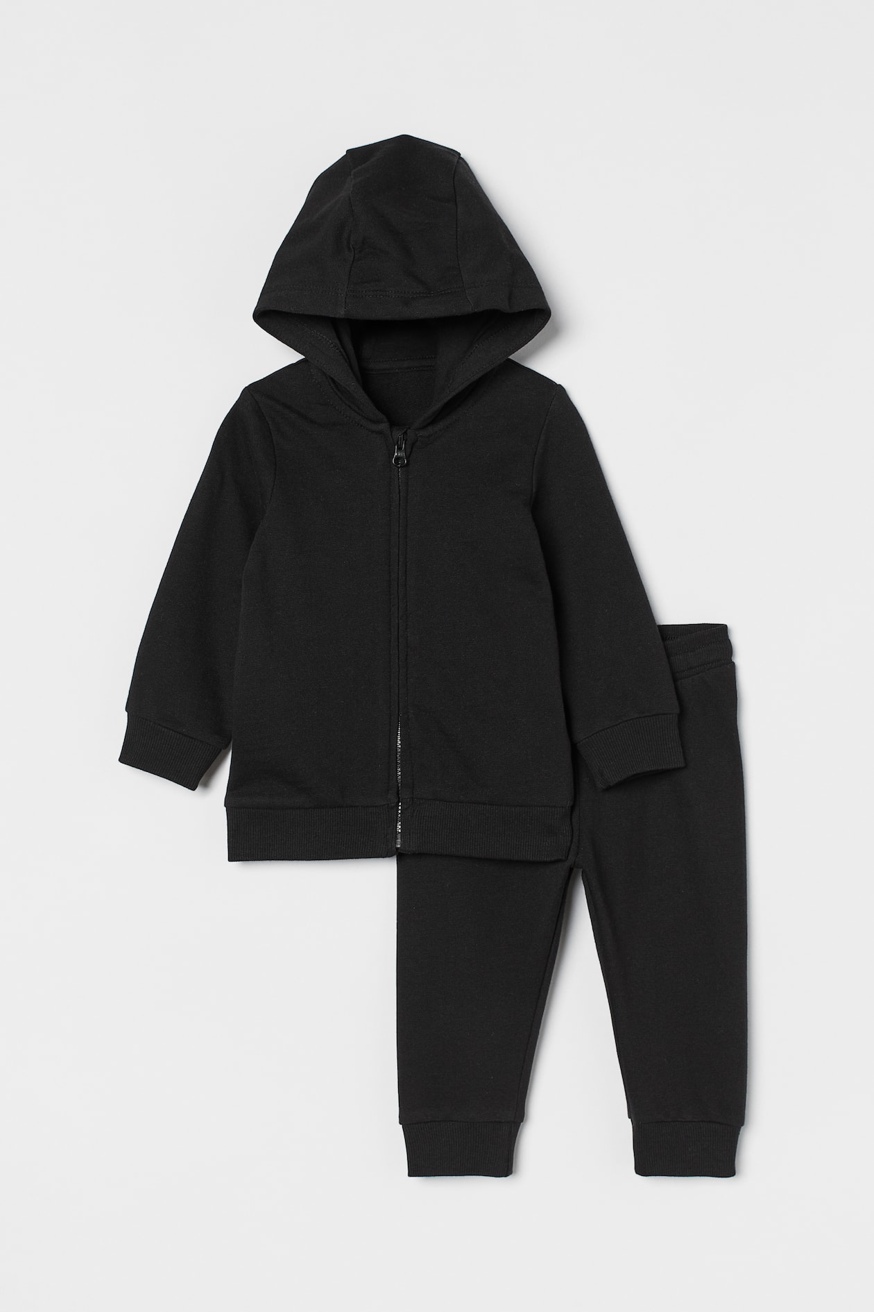 2-piece sweatshirt set - Long sleeve - Long - Black - Kids | H&M GB