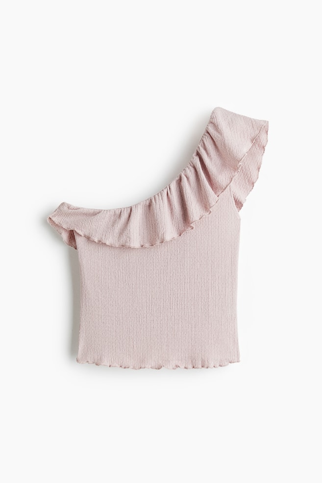 Flounced one-shoulder top - Light pink/Cream/Black - 1