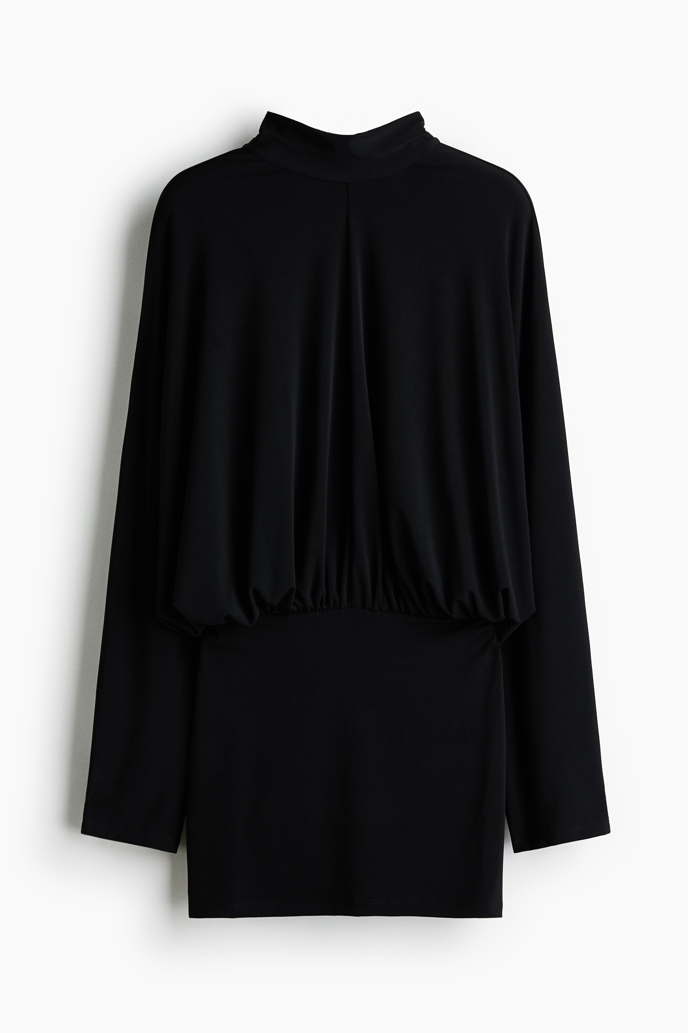 Vestido con mangas murciélago y lazada - Negro/Crema
