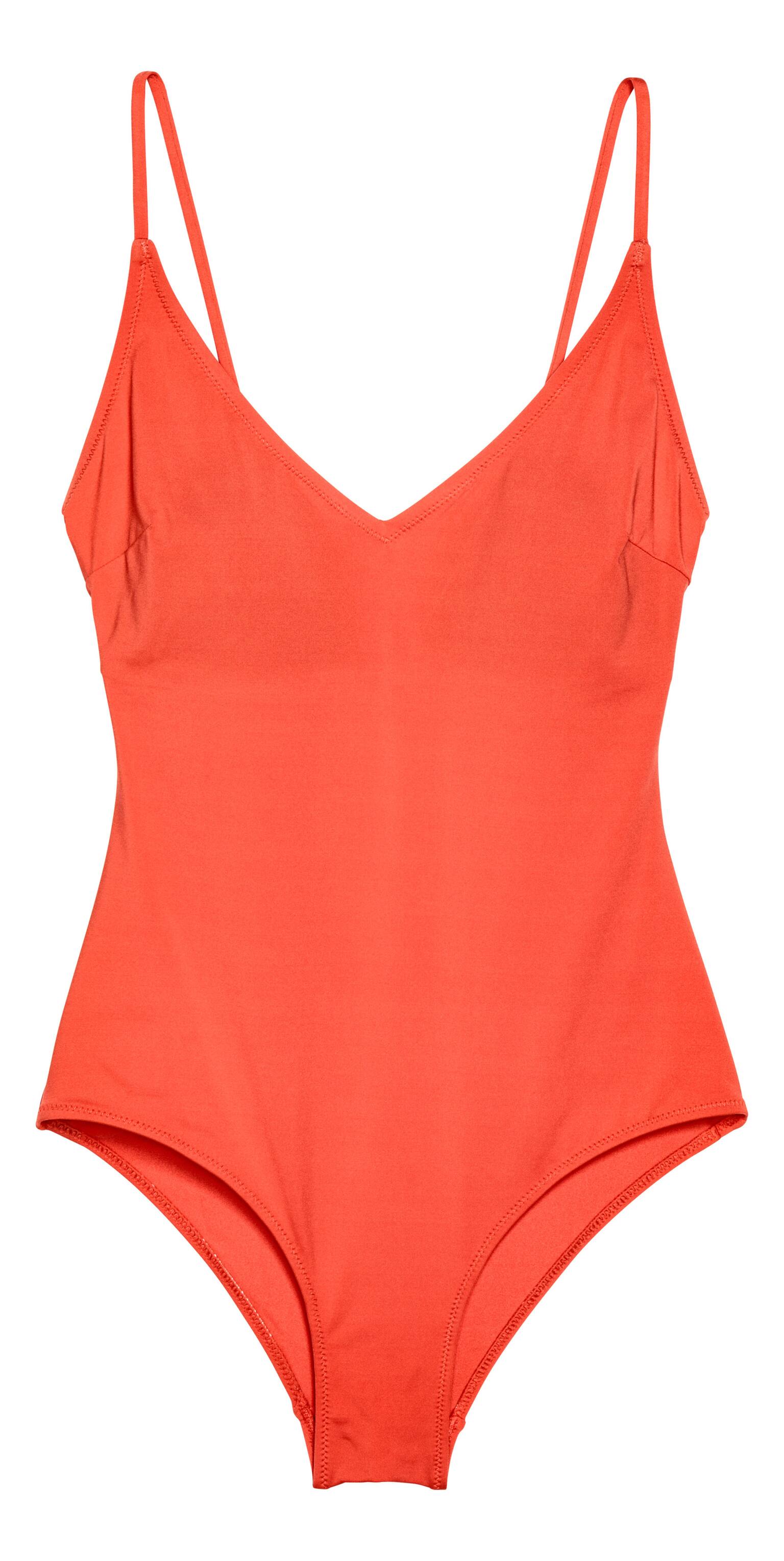 V-neck Swimsuit - Orange - 1