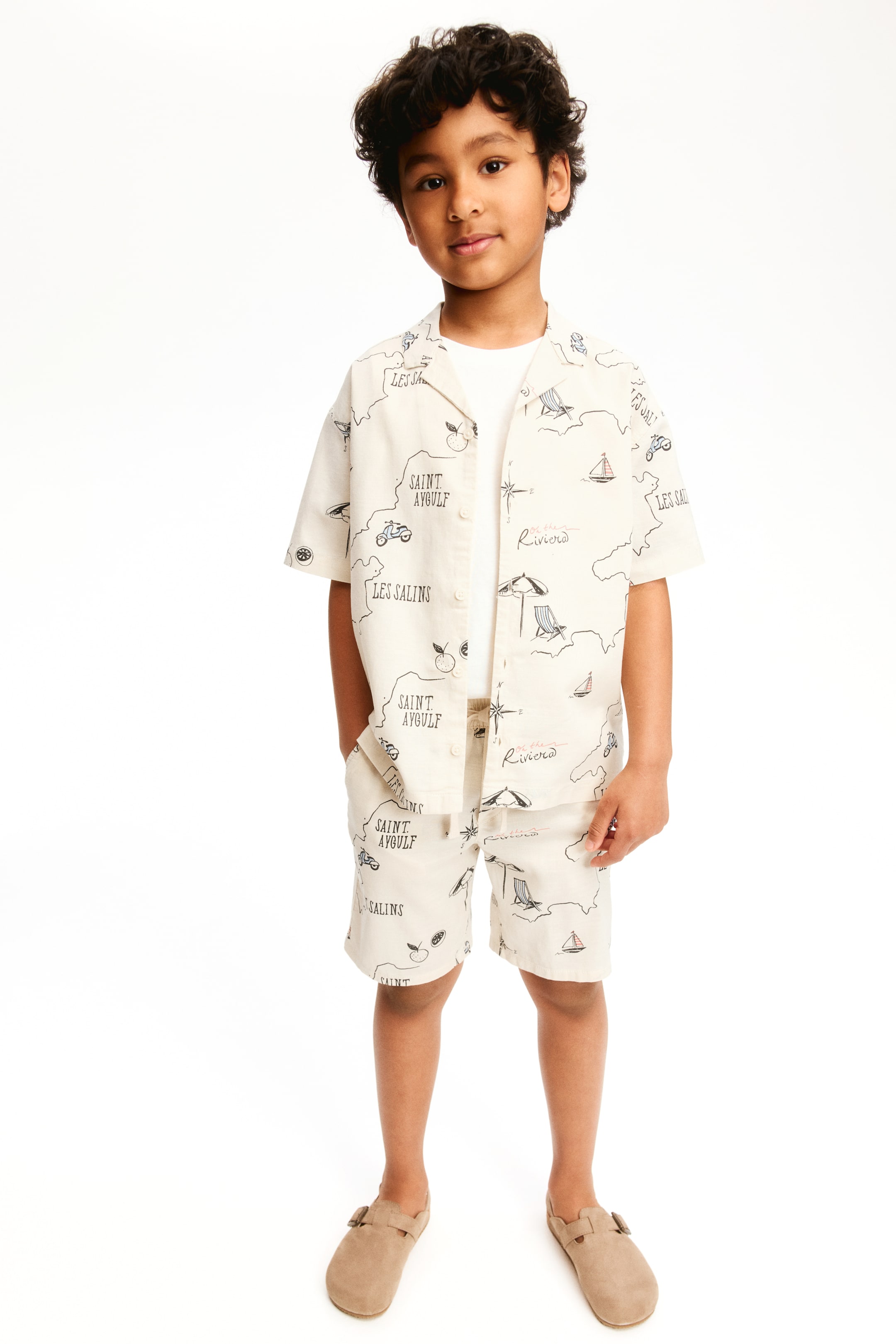 View larger image: 2-piece printed cotton set - Light beige/Riviera - Kids | H&M IN 1