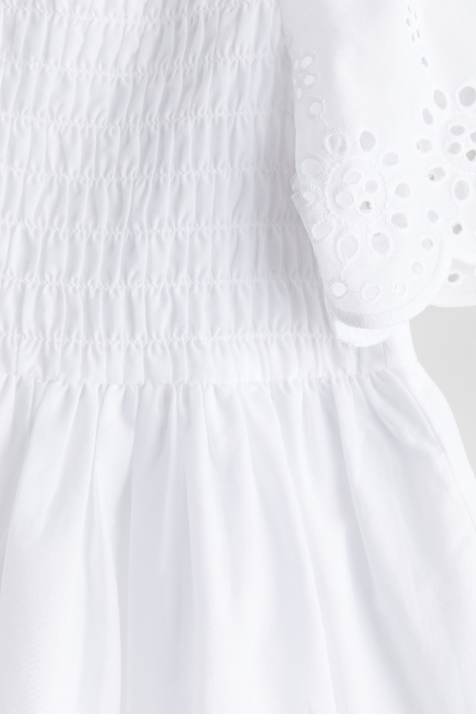 Cotton dress with broderie anglaise - White - 6