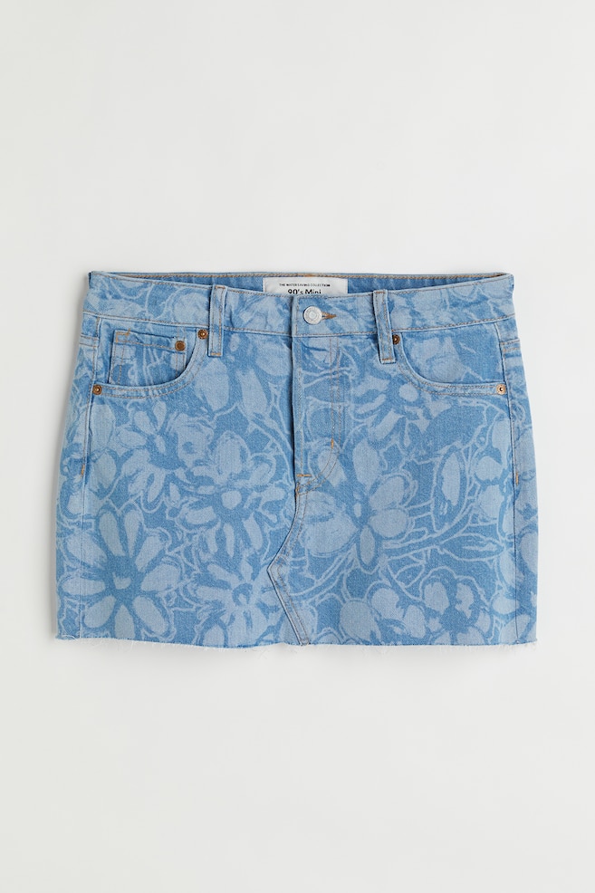 Denim mini skirt - Denim blue/Floral/Light denim blue