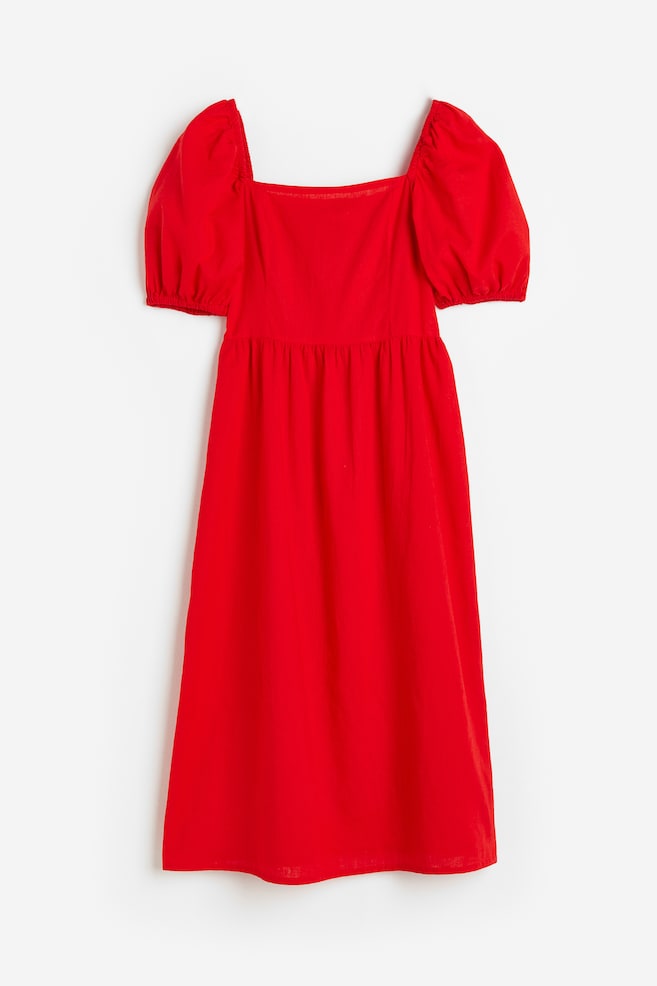 Linen-blend dress - Red/Blue/Striped/Greige - 2