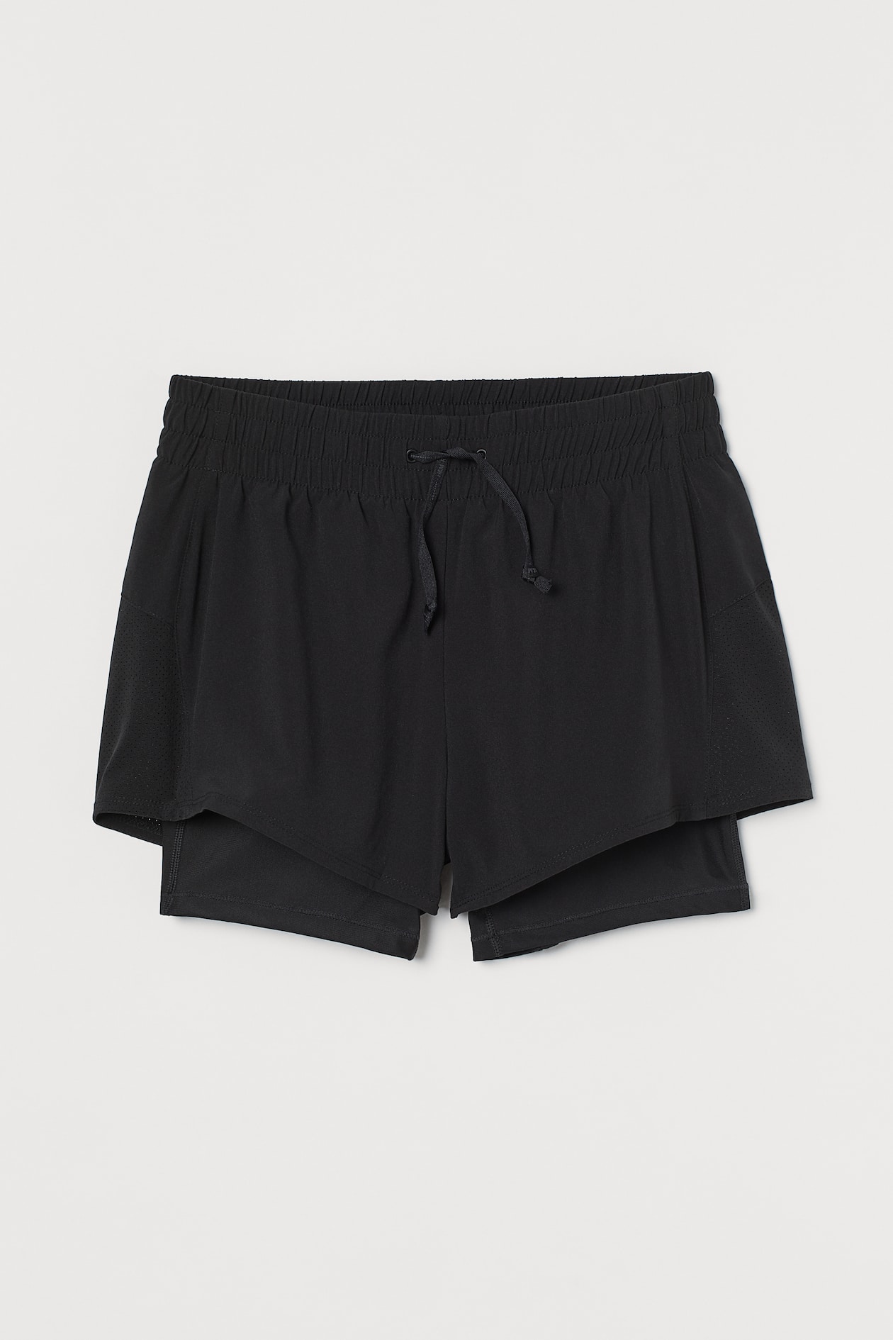 Double-layered sports shorts - Regular waist - Short - Black - Ladies ...