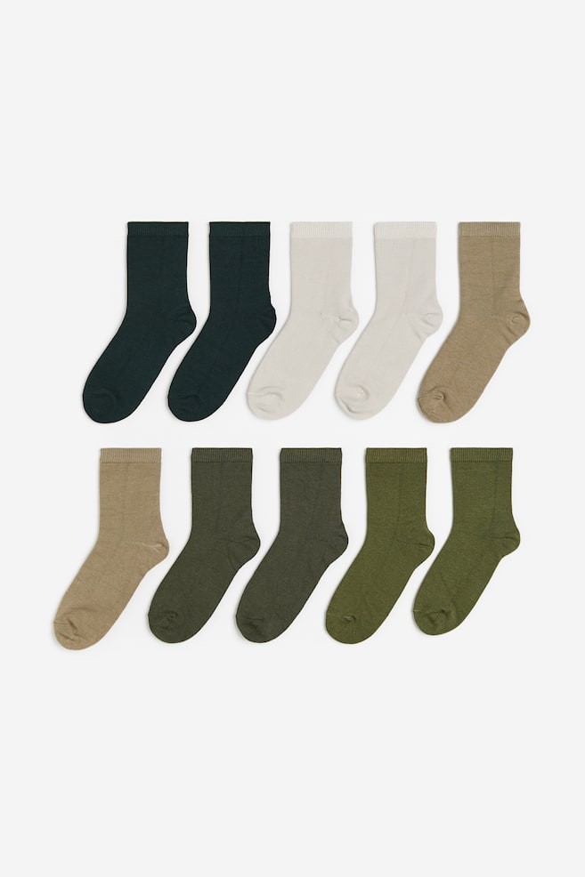 10er-Pack Socken - Khakigrün/Beige/Schwarz/Schwarz/Hellblau/Taubenblau/Beigemeliert/Weiß/Graumeliert/Schwarz - 1