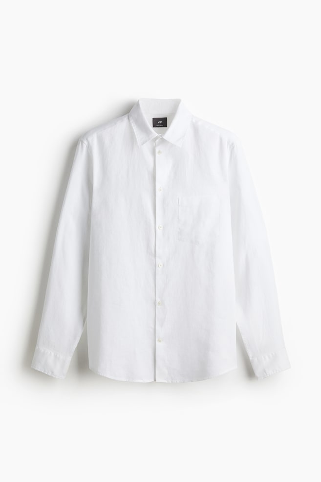Skjorte i hør Regular Fit - Hvid/Brun/Lyseblå/Hvidstribet/Lys beige/Stribet/Lys beige/Lyseblå - 2