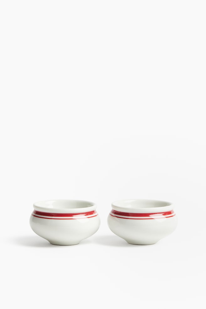 2-pack small porcelain bowls - White/Red/White/Blue/White/Black - 1