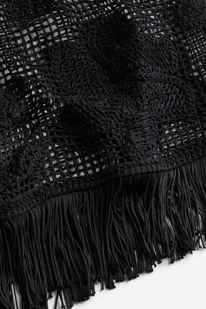 Crochet-look beach dress - Black/Floral - 6