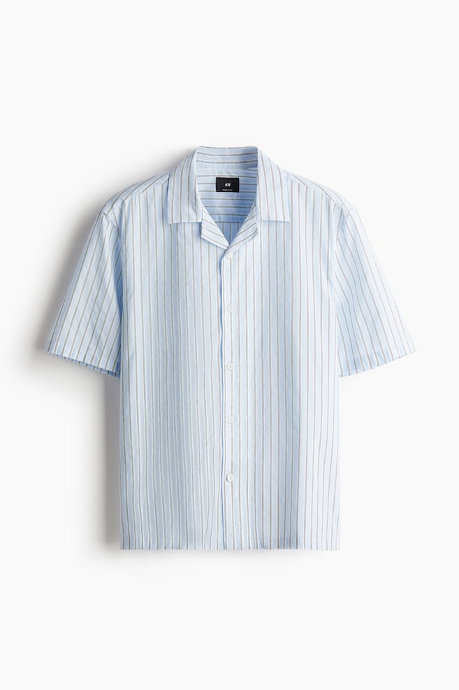 Regular Fit Cotton Resort Shirt - Light blue/Stripe/Black/Pattern/Beige/Pattern/Red/Pink stripe - 1