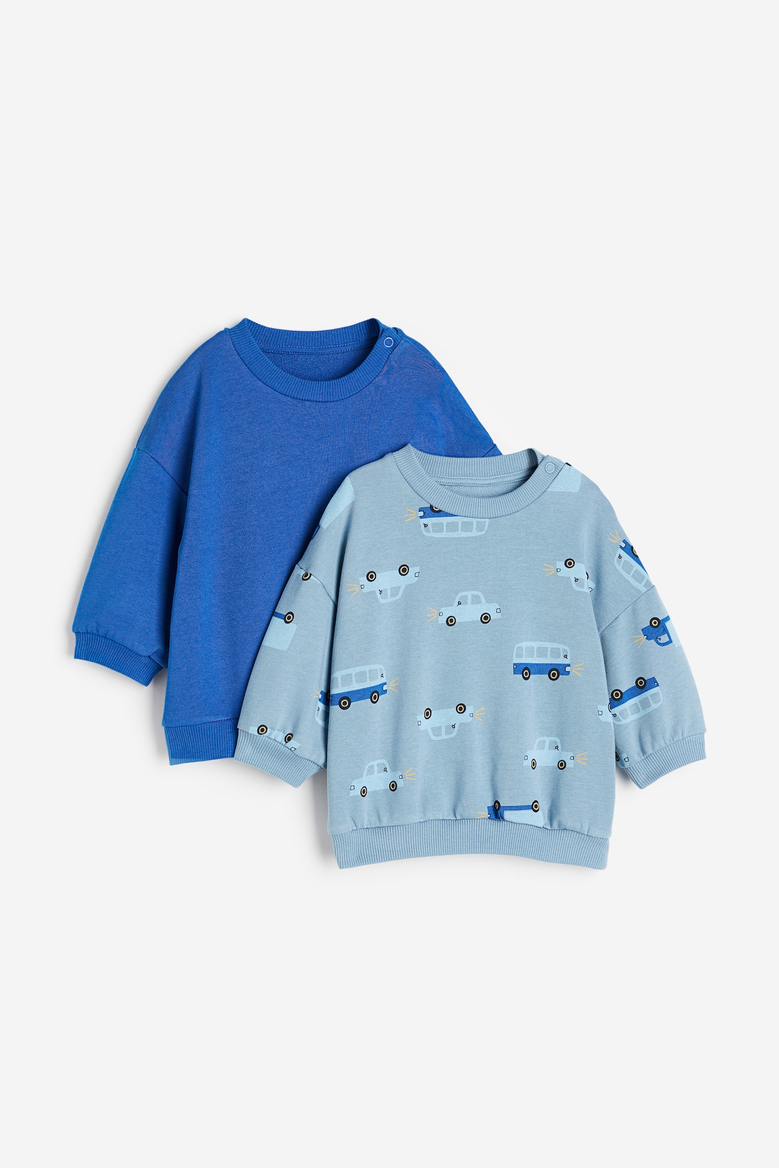 2-pack Cotton Sweaters - Dusty blue/Vehicles - 1