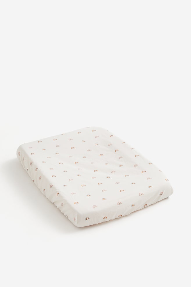Cotton changing mat cover - White/Rainbows/Beige/Floral/White/Hearts - 1