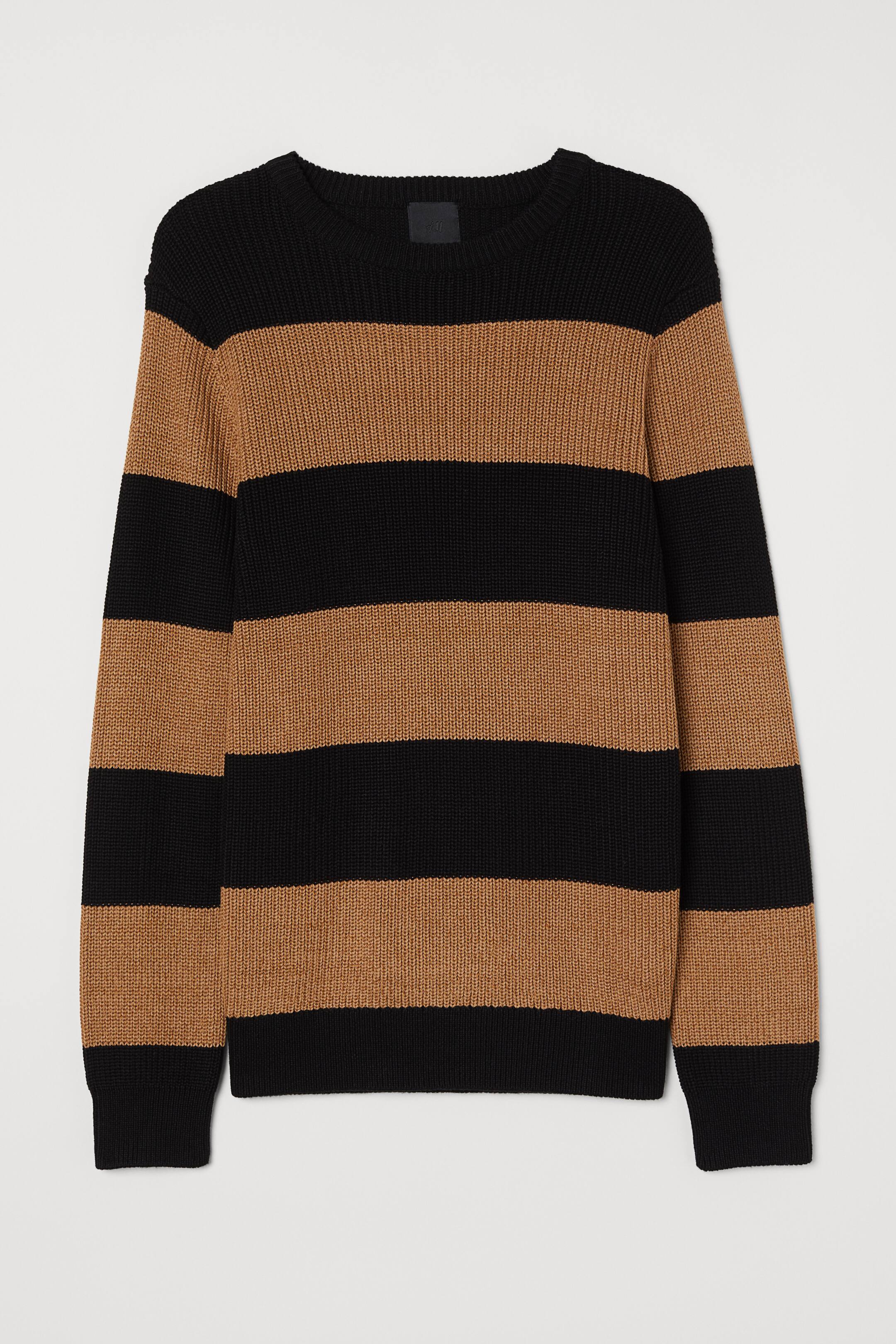 View larger image: Textured-knit jumper - Beige/Black striped - Men | H&M 1