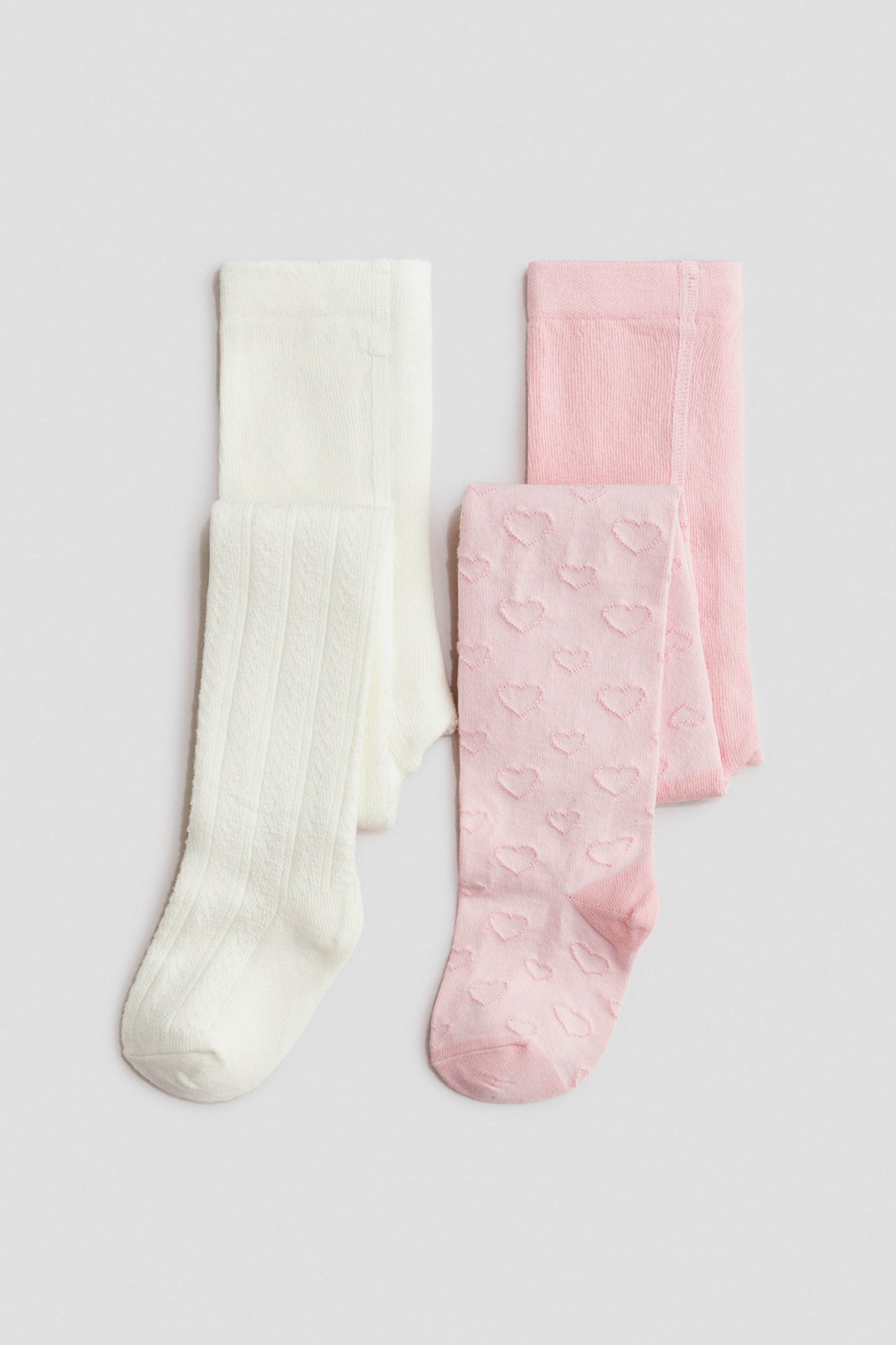View larger image: 2-pack fine-knit tights - Light pink/Cream - Kids | H&M 1