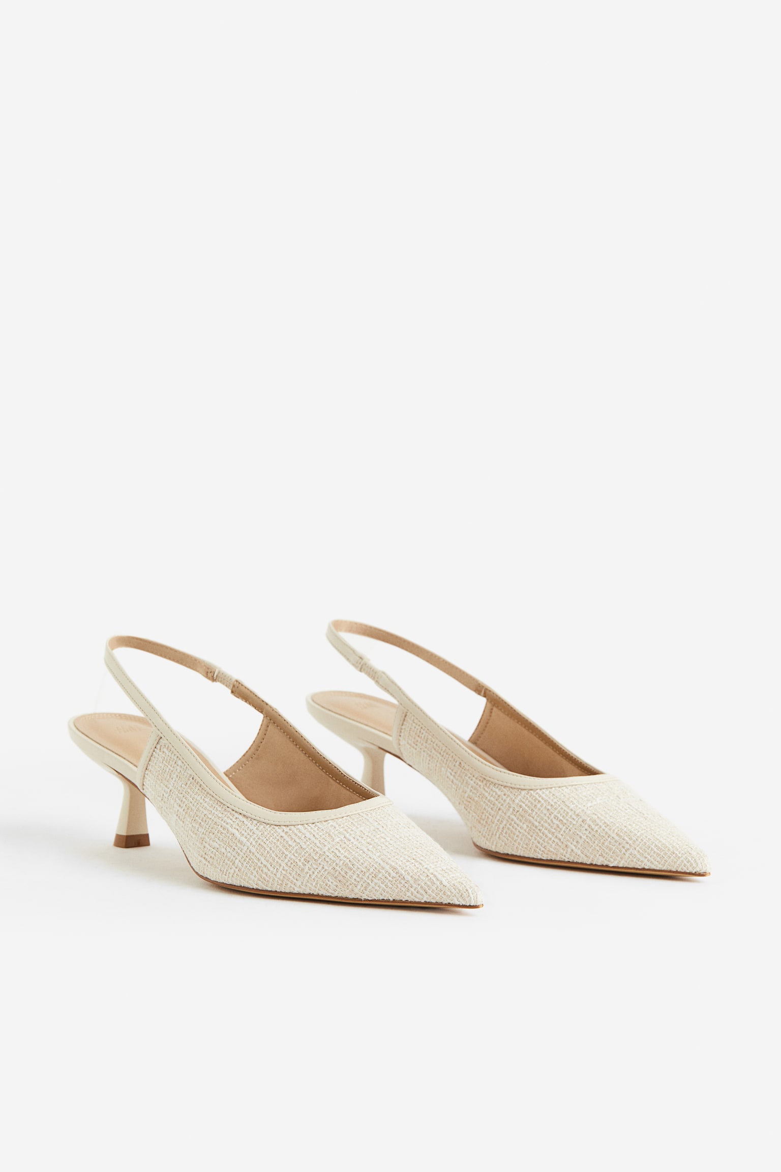 Textured Slingbacks - Light beige/Black - 5