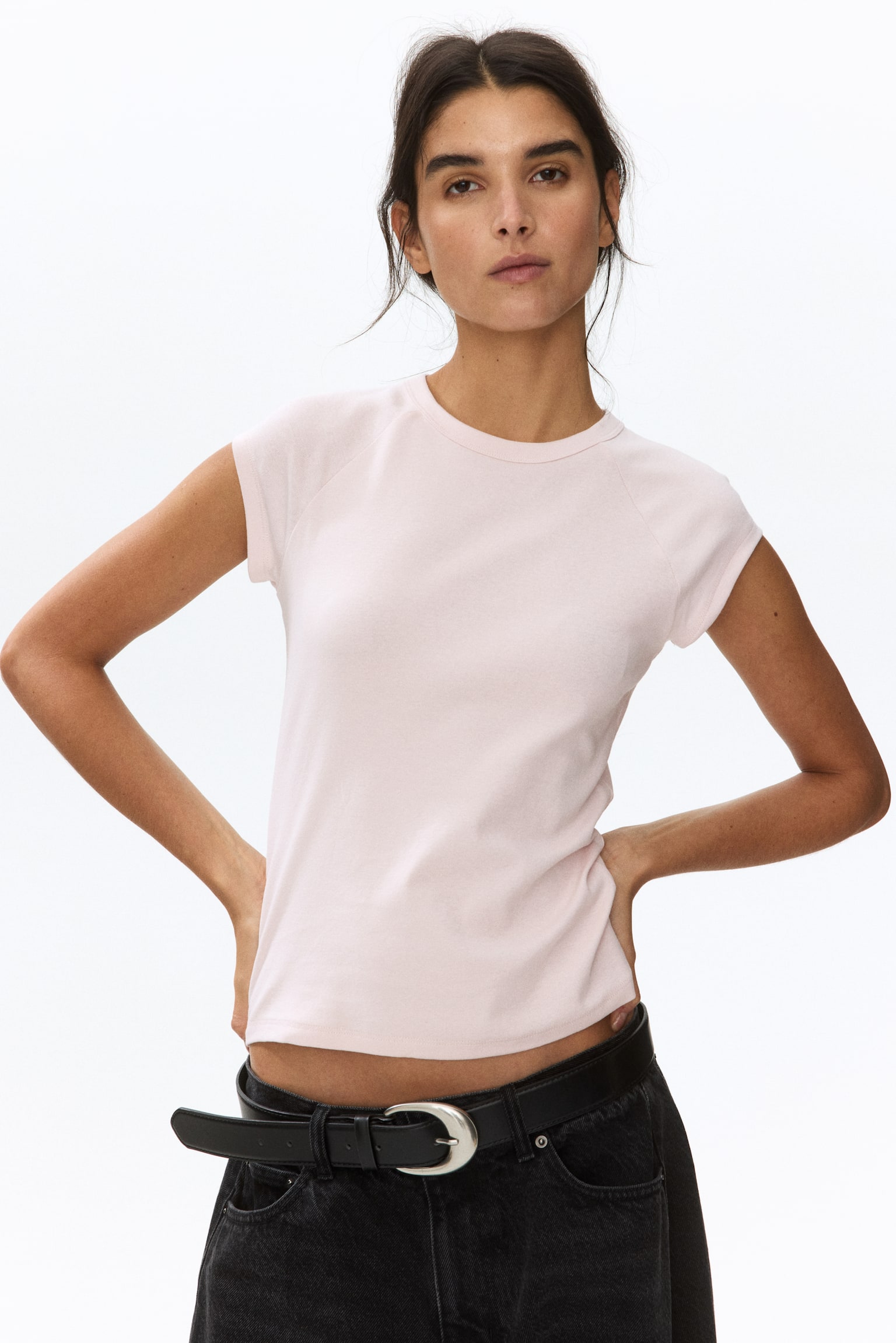 Raglan-Sleeved T-Shirt - Light pink/Burgundy/White/Dark brown/Ivory - 1