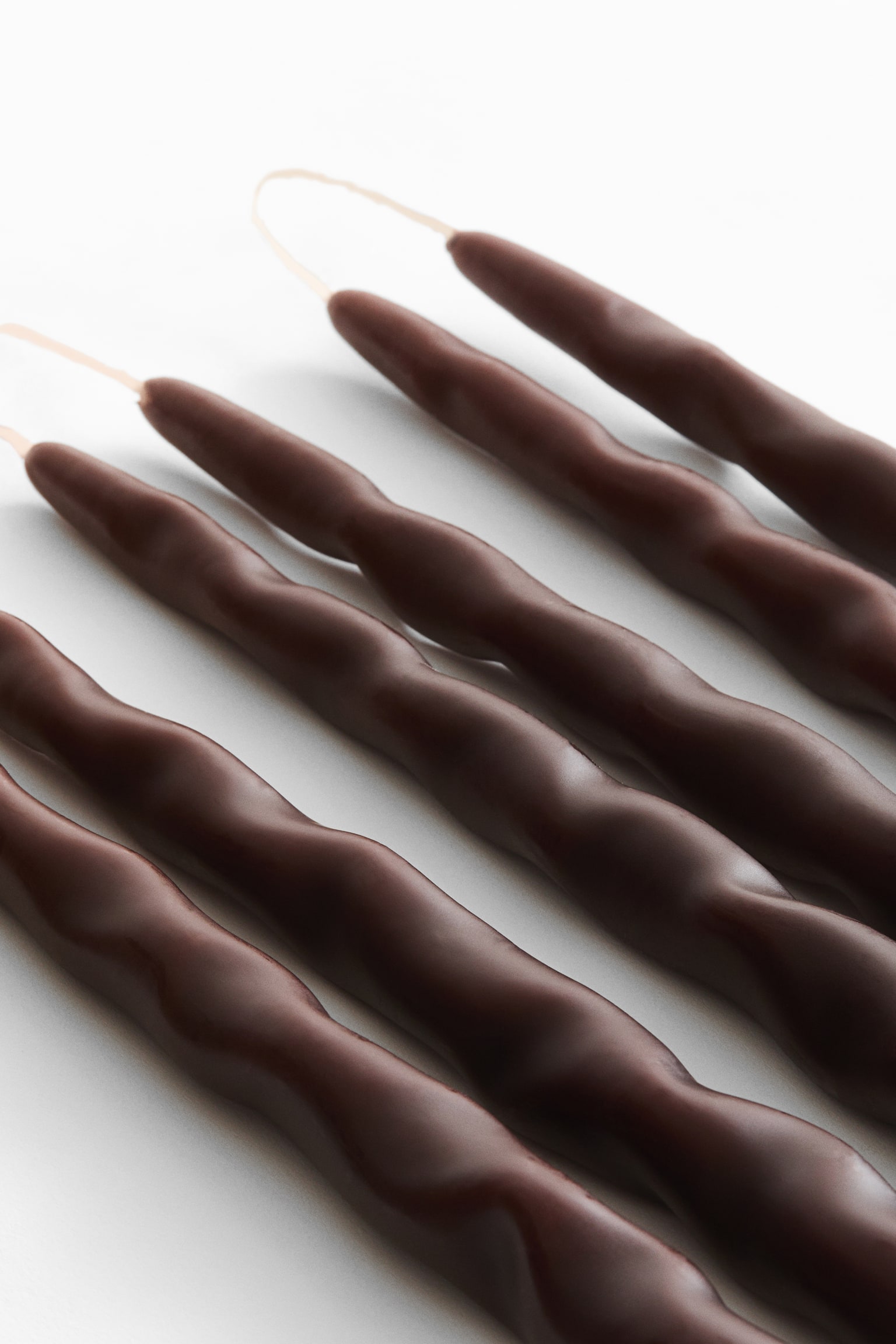 6-pack moulded tapered candles - Dark brown/Beige/White - 2