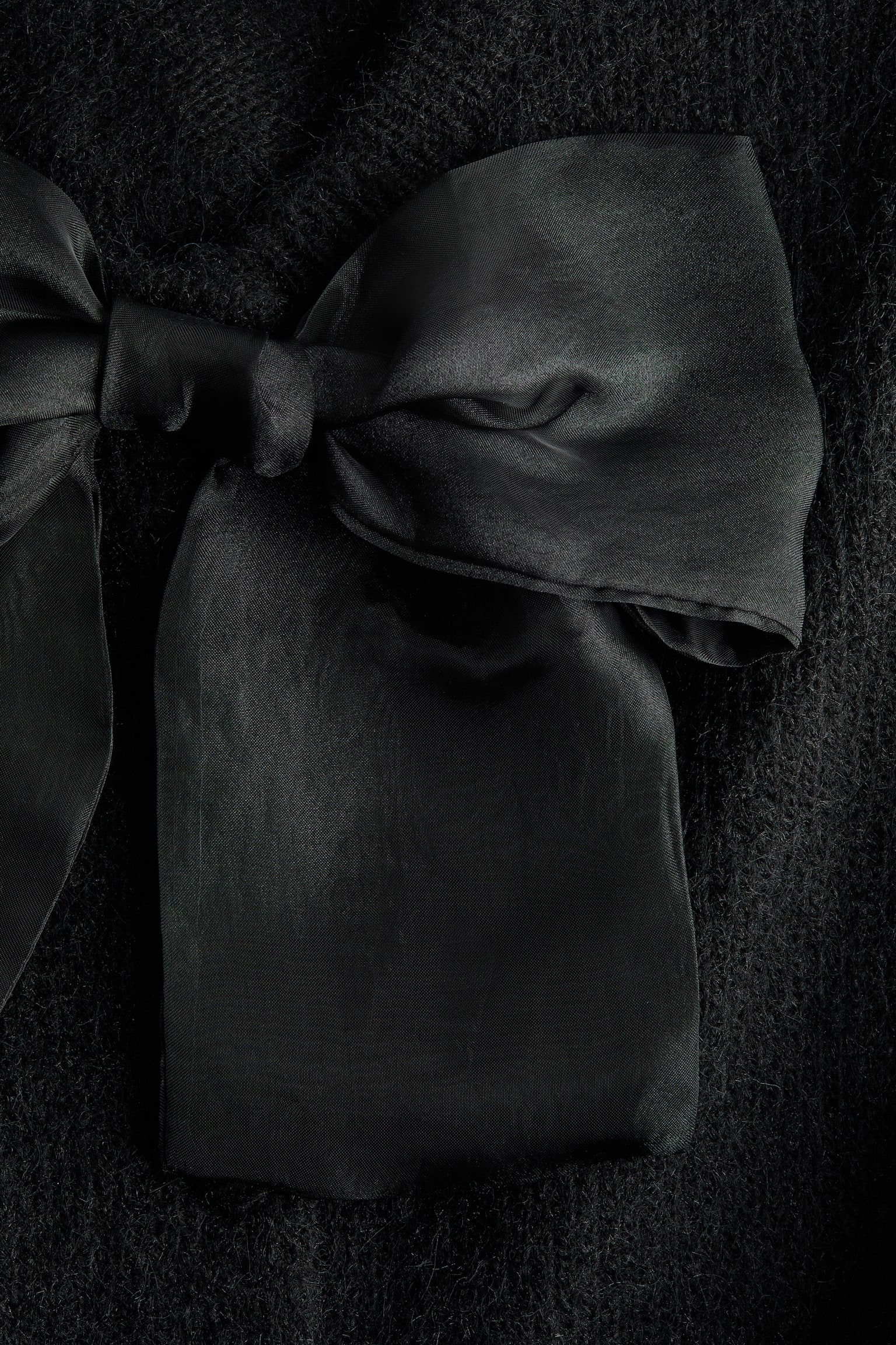 Плетена жилетка с панделка - Черен/Кремав/Светлорозов - 4