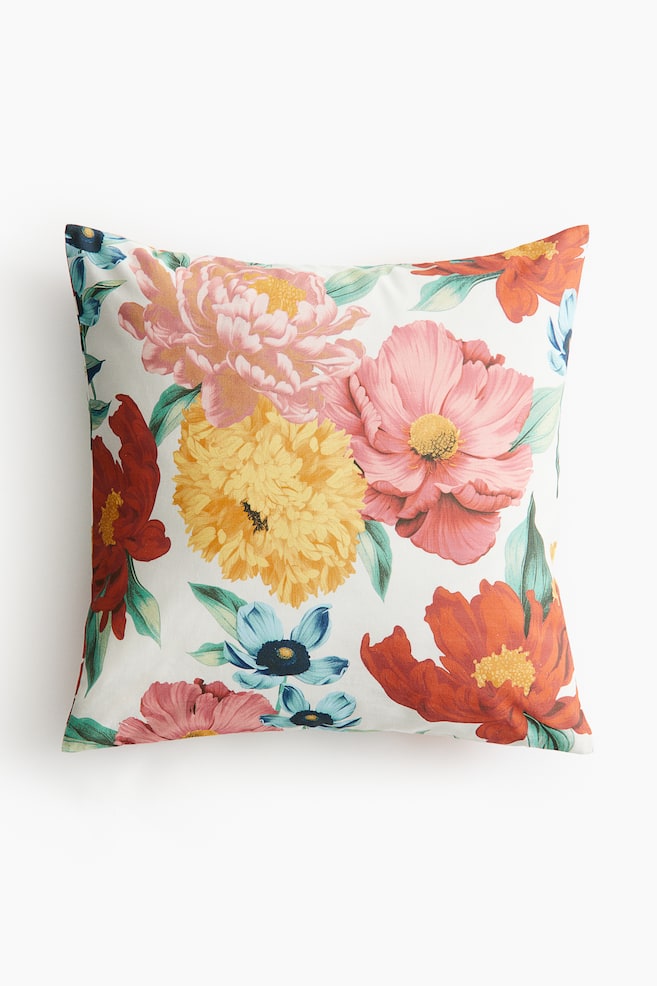 Patterned Cushion Cover - White/floral/Light beige/patterned/Light beige/oranges/Light beige/lemons - 1