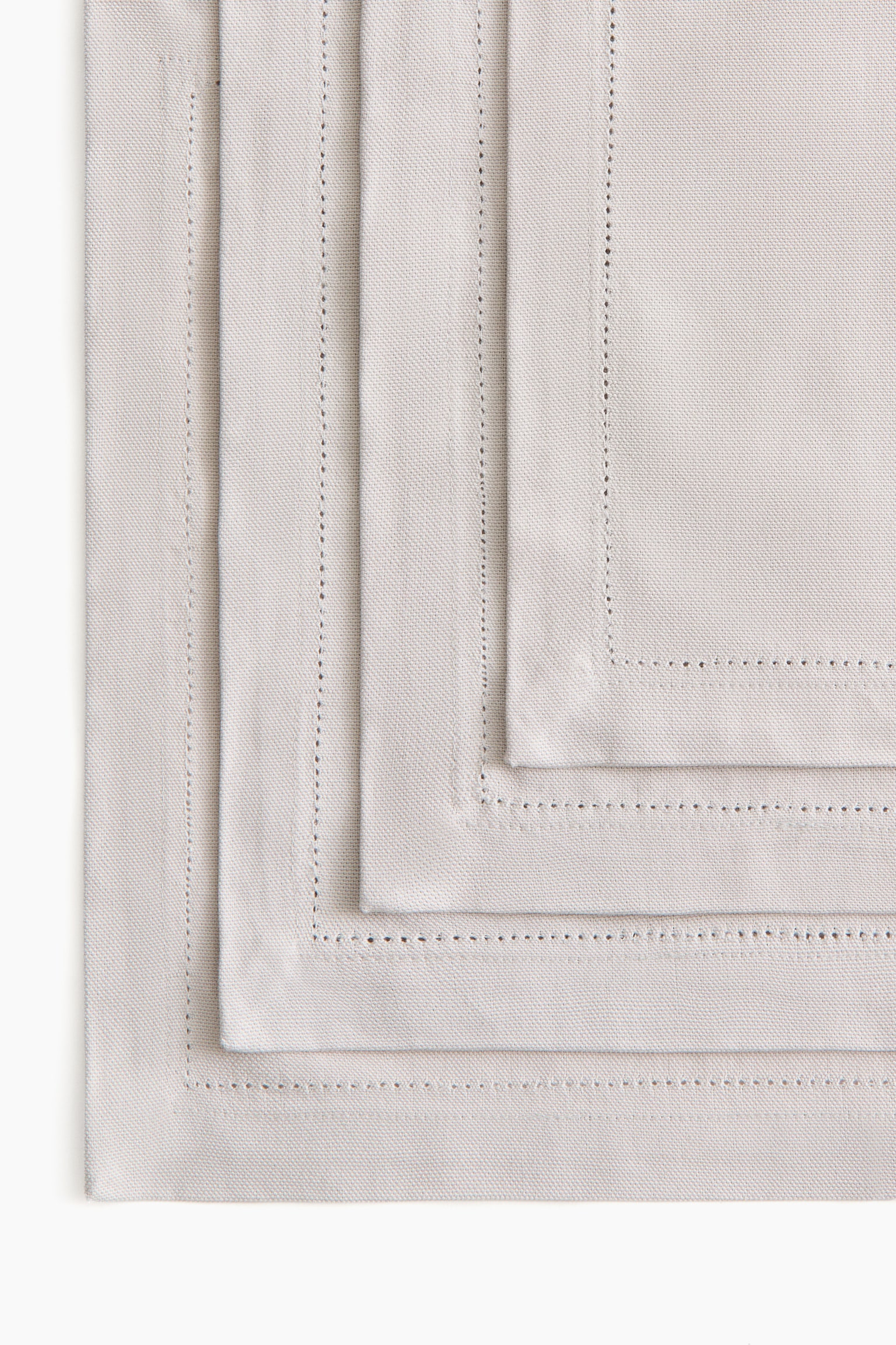 Набір із 4 бавовняних серветок під посуд - Світло-бежевий/Білий - 2