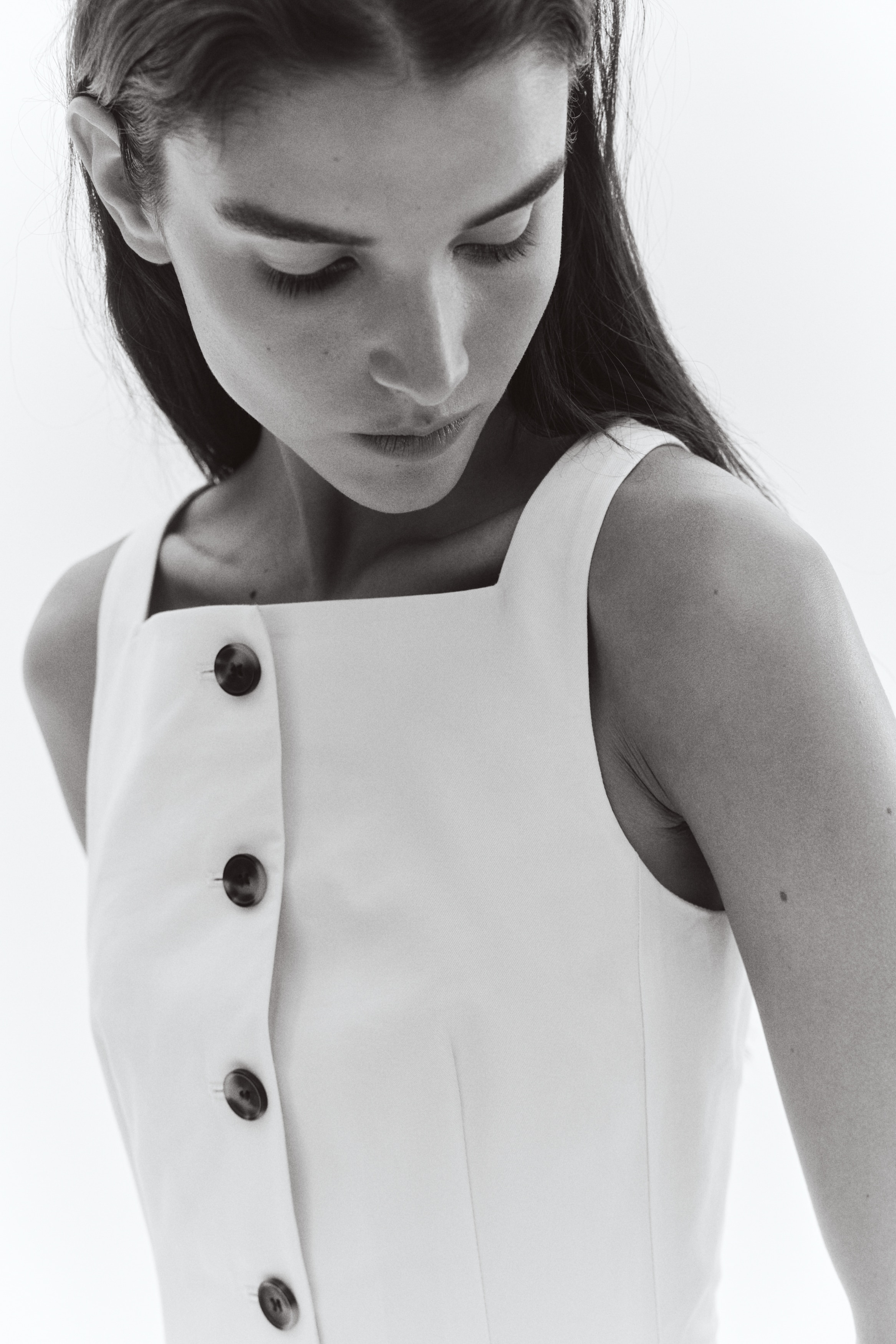 Long button-front dress