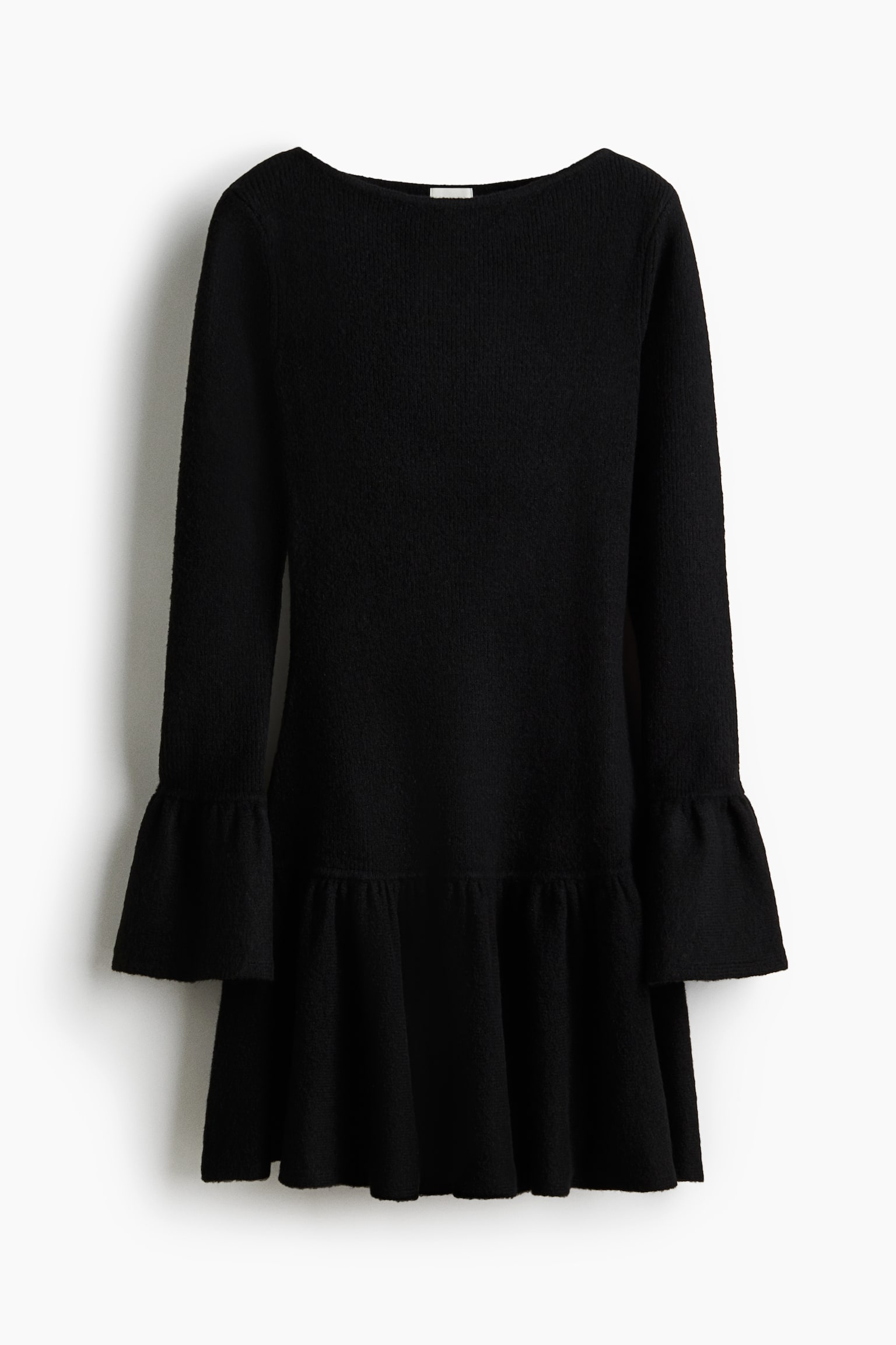 Flounced rib-knit dress - Sort - 1