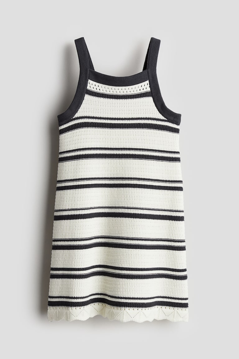 h&m striped crochet dress Girls - White/Pink Striped Crochet-Look Strappy Dress - Size: 8-9Y
