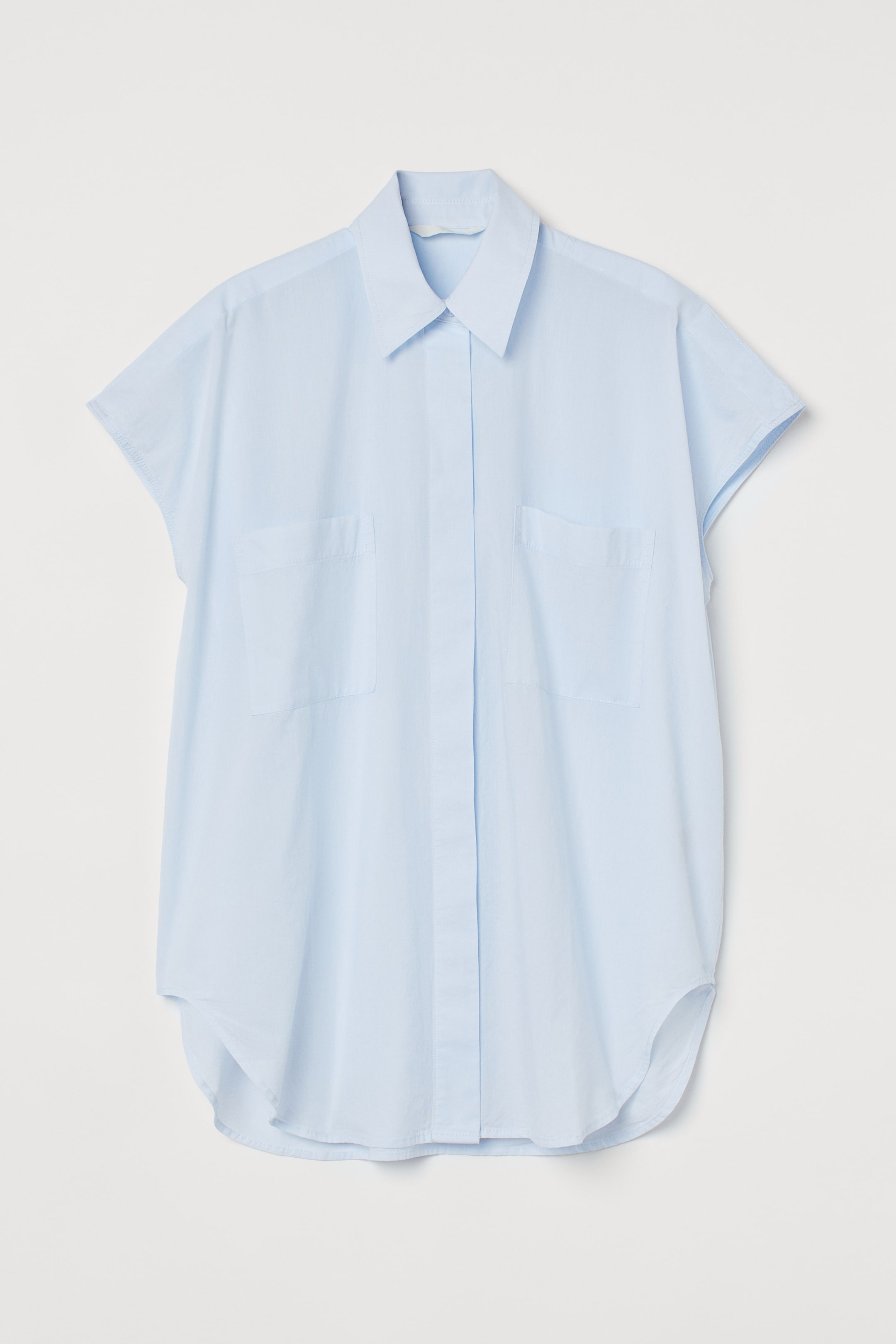 View larger image: Sleeveless cotton blouse - Light blue - Ladies | H&M IN 1